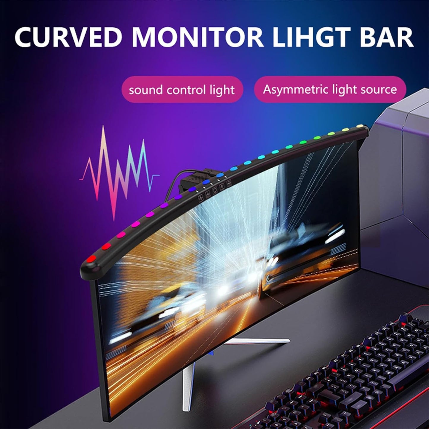 3 (3200k, 4500k, 6900k), Dimmable Diyeeni Curved Monitor Light Bar with Touch Control, Color Temperatures RGB, Timing