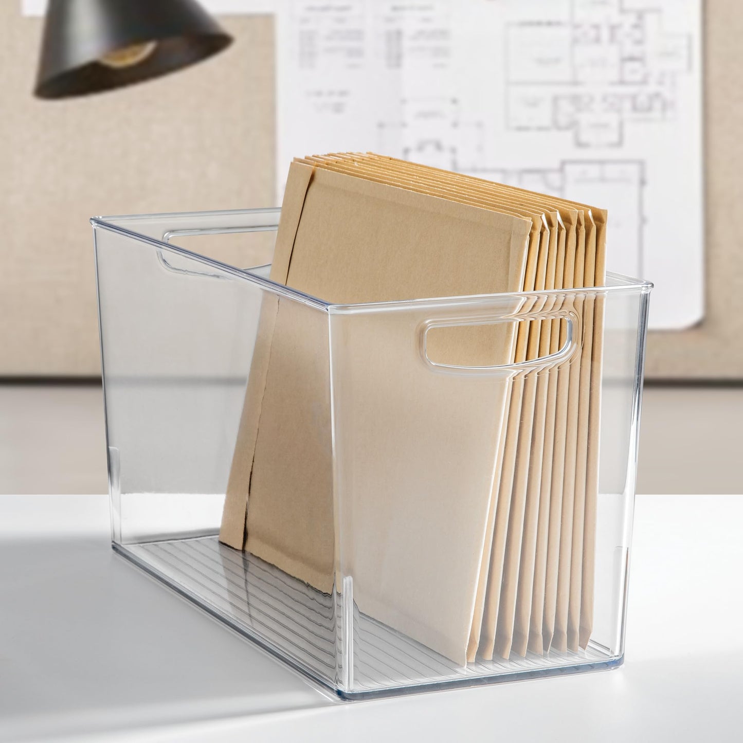 iDesign Pantry Bin with Handles - Kitchen Storage Bins for Cabinets, Pantry, or Fridge - Clear