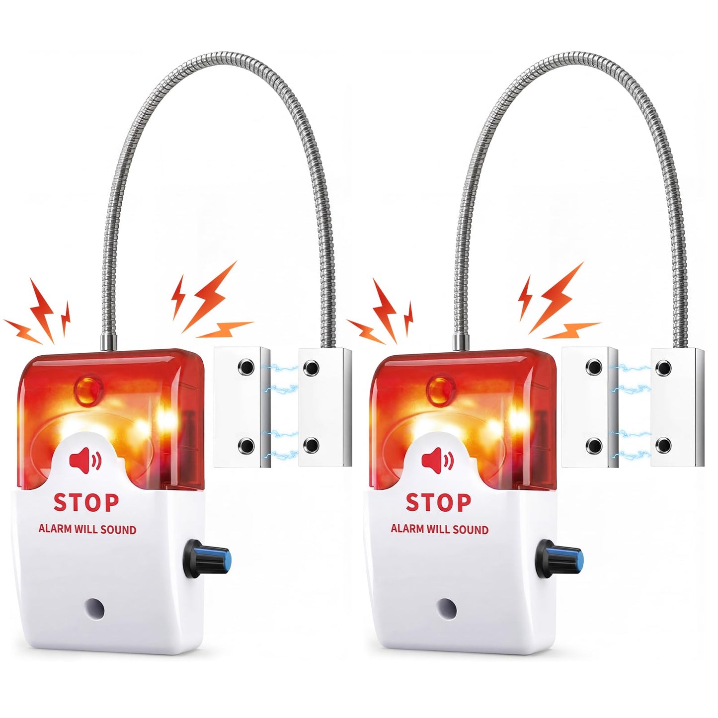Konohan 2 Pcs Exit Stopper Door Alarm with 110db Siren Emergency Door Alarms When Opened, Easy Installation Battery Powered Magnetic Sensor for Unauthorized Entry Prevent Commercial Warehouse Retail