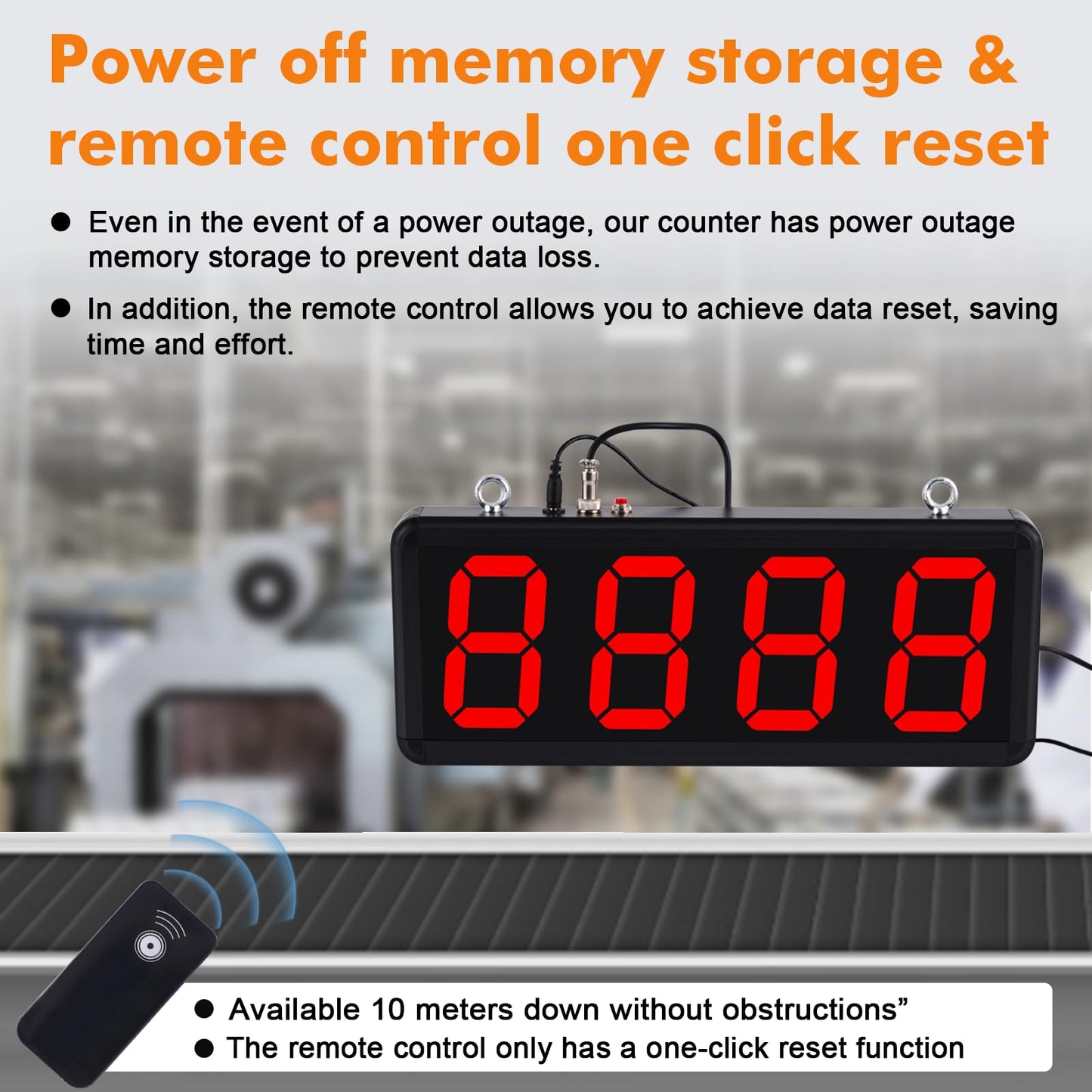 JIAWANSHUN Digital Counter 4-inch Large LED Display Counts Up to 9999 Infrared Sensor Counter for Conveyor Belts Automatic Counting Input AC100-240V Output DC12V