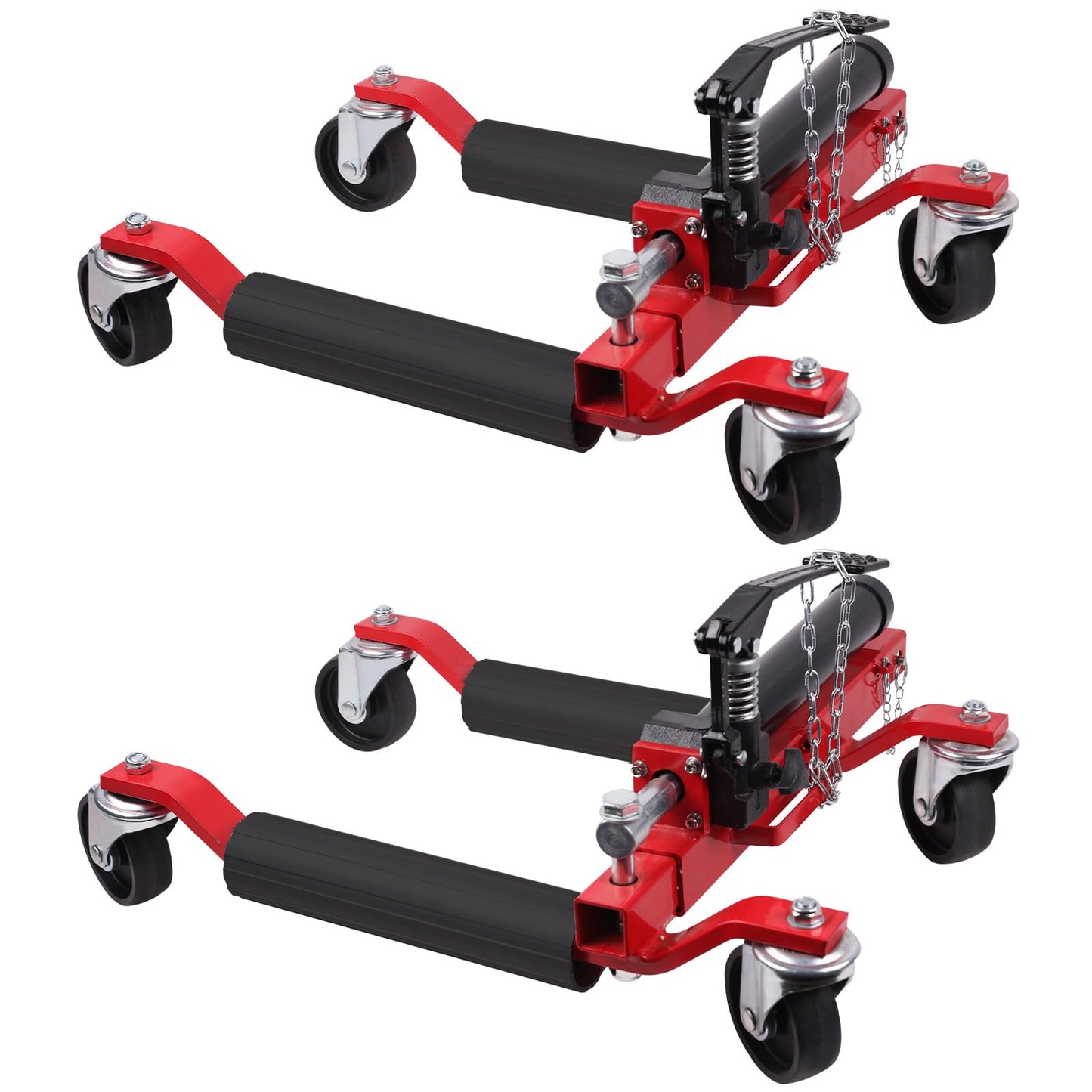 GarveeTech 2 Pcs Car Wheel Dolly with Hydraulic Tire Jack, 1500 LBS Capacity Trailer Dolly for Vehicle Positioning for Truck RV Trailer, Red