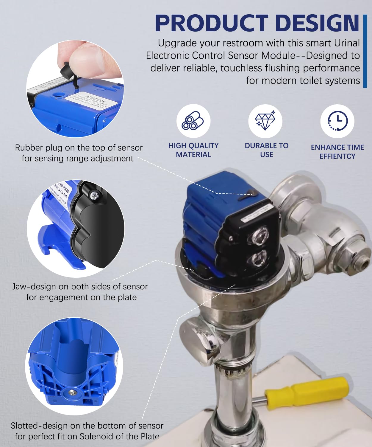 EBV-129-A-U Urinal Electronic Control Module 0.5 & 1.0 GPF for Sloan Optima G2 & ECOS Sensor Urinal Flushometers, 3325451, AXF770 Replacement for Sloan Flush Valve Sensor Module