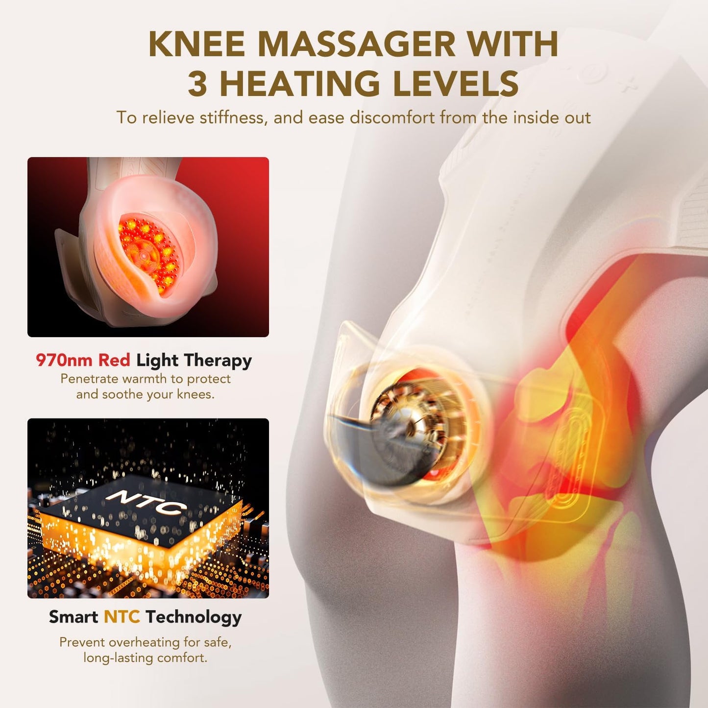 SKG WS500 Knee Massager with Heat for Pain Relief with Vibration for Joint Comfort, Cordless Heated Knee Brace with 5 Massage Modes and 3 Heating Levels, Perfect for Women Men Mom Dad