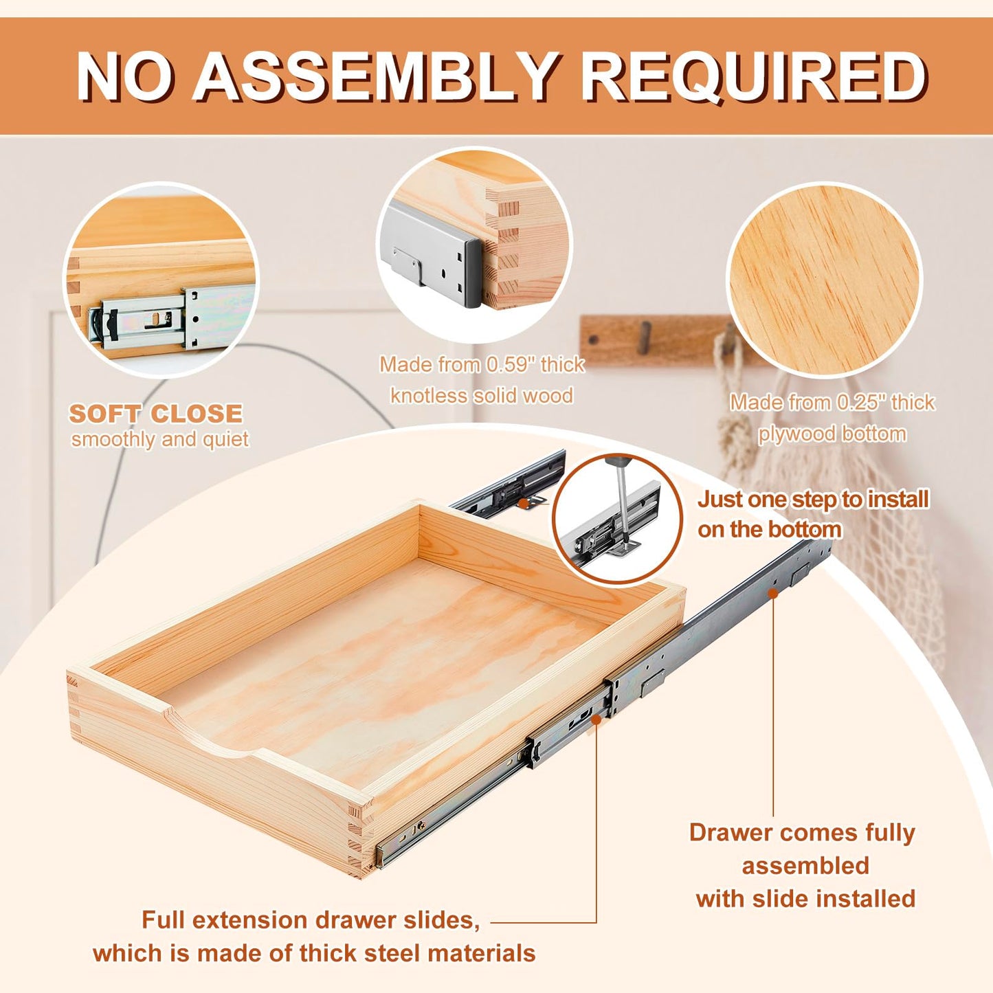 Sintuff 4 Pack Wooden Pull out Tray Cabinet Organizer Gentle Close Roll out Shelves for Kitchen Cabinets Fully Assembled Slide Pantry Shelves (15'' X 21'')