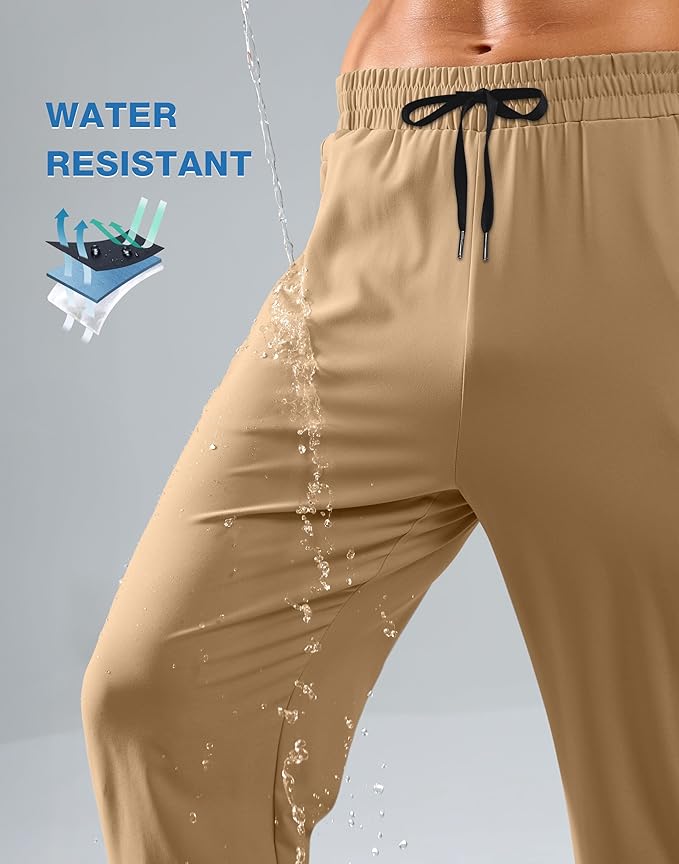 Pudolla Men's Lightweight Hiking Pants Quick-Dry Outdoor Sweatpants with Zipper Pockets for Casual Travel Athletic Workout