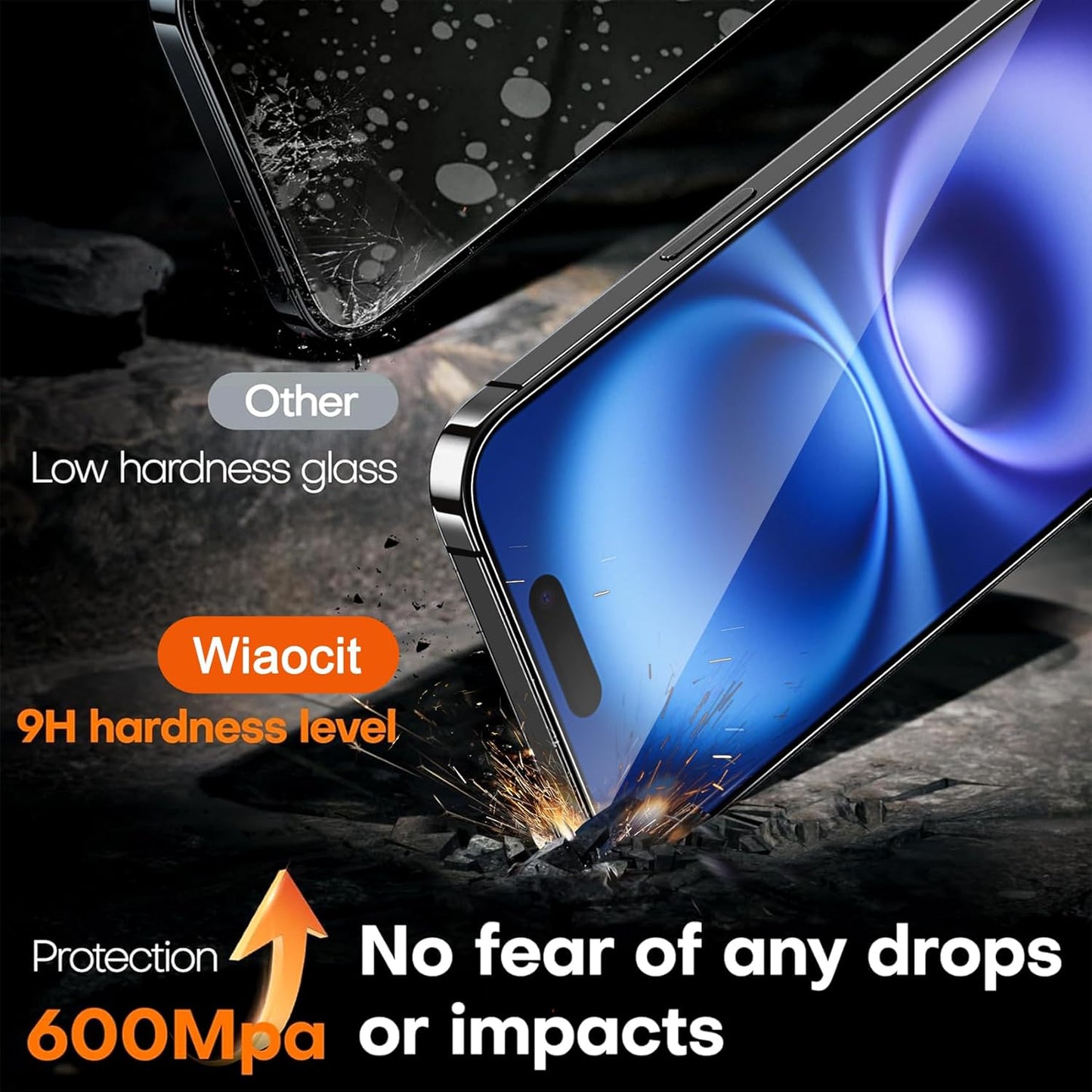 3 Pack 16 3 Pack 9H Wiaocit Tempered Glass Screen Protector for iPhone with Camera Lens Protector, Hardness, Bubble