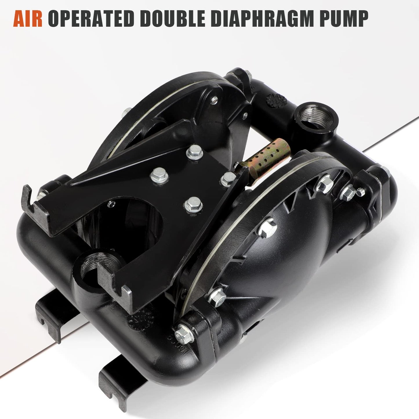 GCCSJ Air Operated Double Diaphragm Pump 1 inch Inlet/Outlet Pneumatic Chemical QBY4-25L 31 GPM Dual Diaphram Polypropylene Nitrile Rubber by Stainless Steel Iron 115 PSI