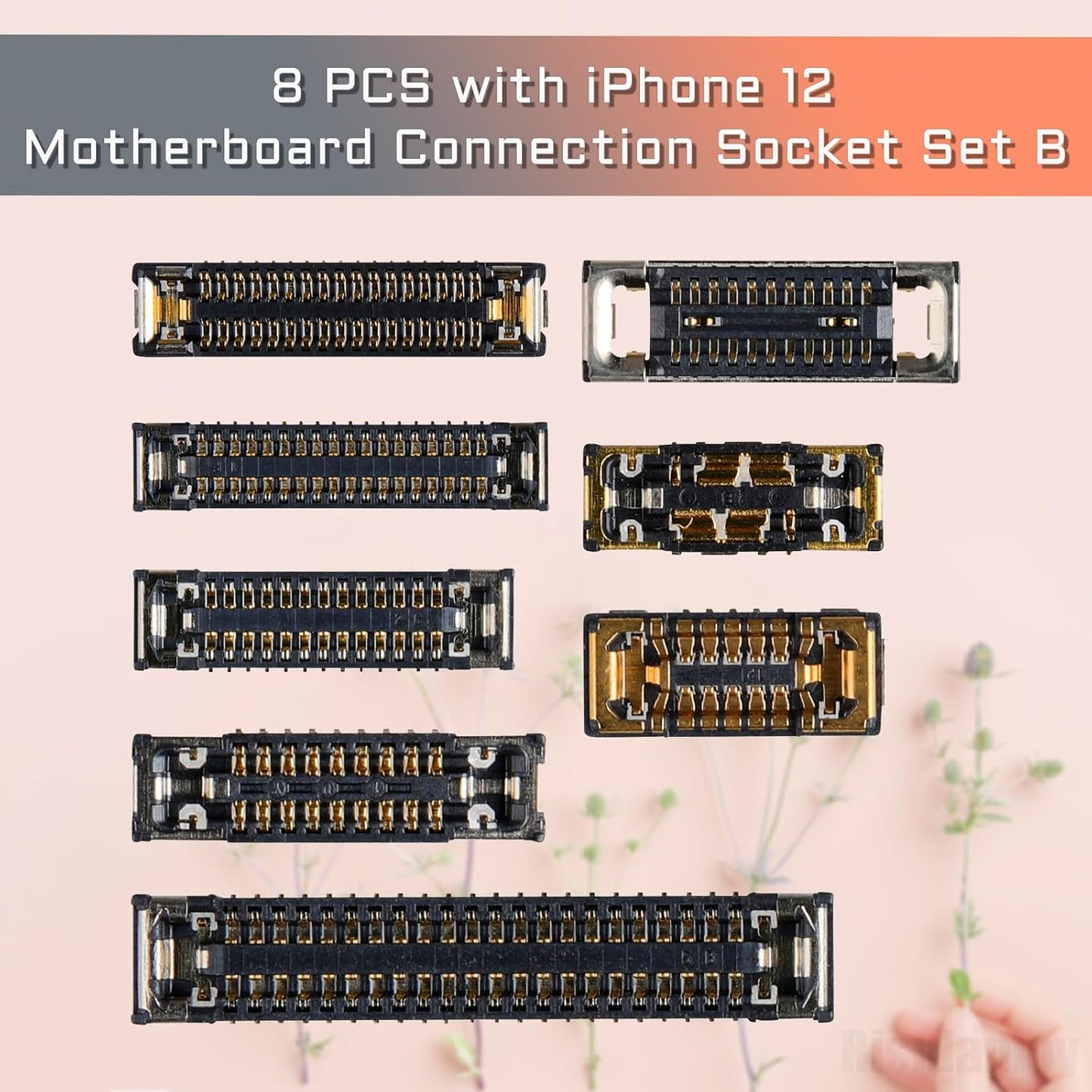 8 12 iPhone12 Pcs for iPhone Motherboard Socket Connection B Kit Includes Battery SIM Charging Port Replacement Wide