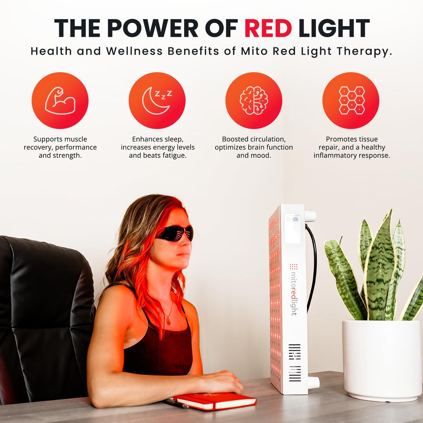 Mito Red Light – MitoMID 2.0 Red Light Panel – Red Light Therapy for Face and Neck – Red Light & Near Infrared Red Light Therapy – At-Home Red Light Therapy for Body