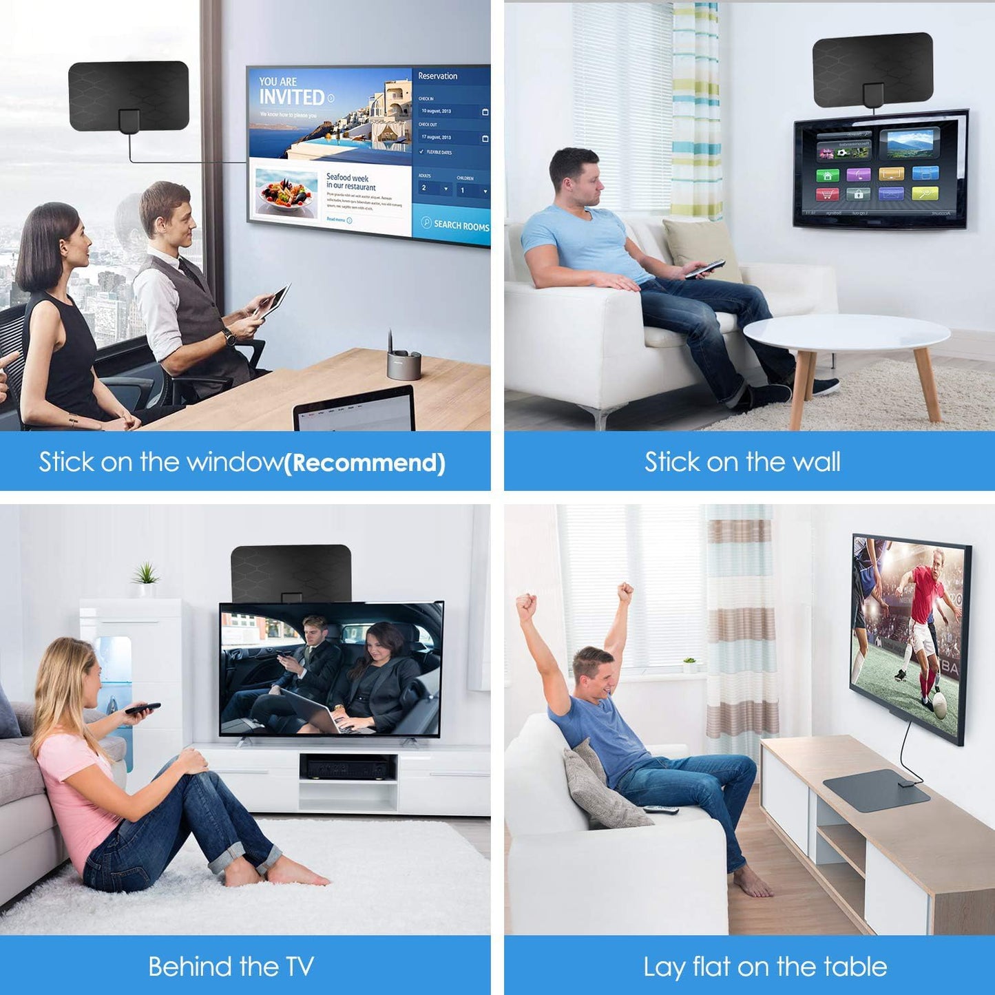 KANGYUE TV,360Reception,Support 4K 1080p 10ft Digital TV Antenna,Antenna for Smart Smart Television,Signal