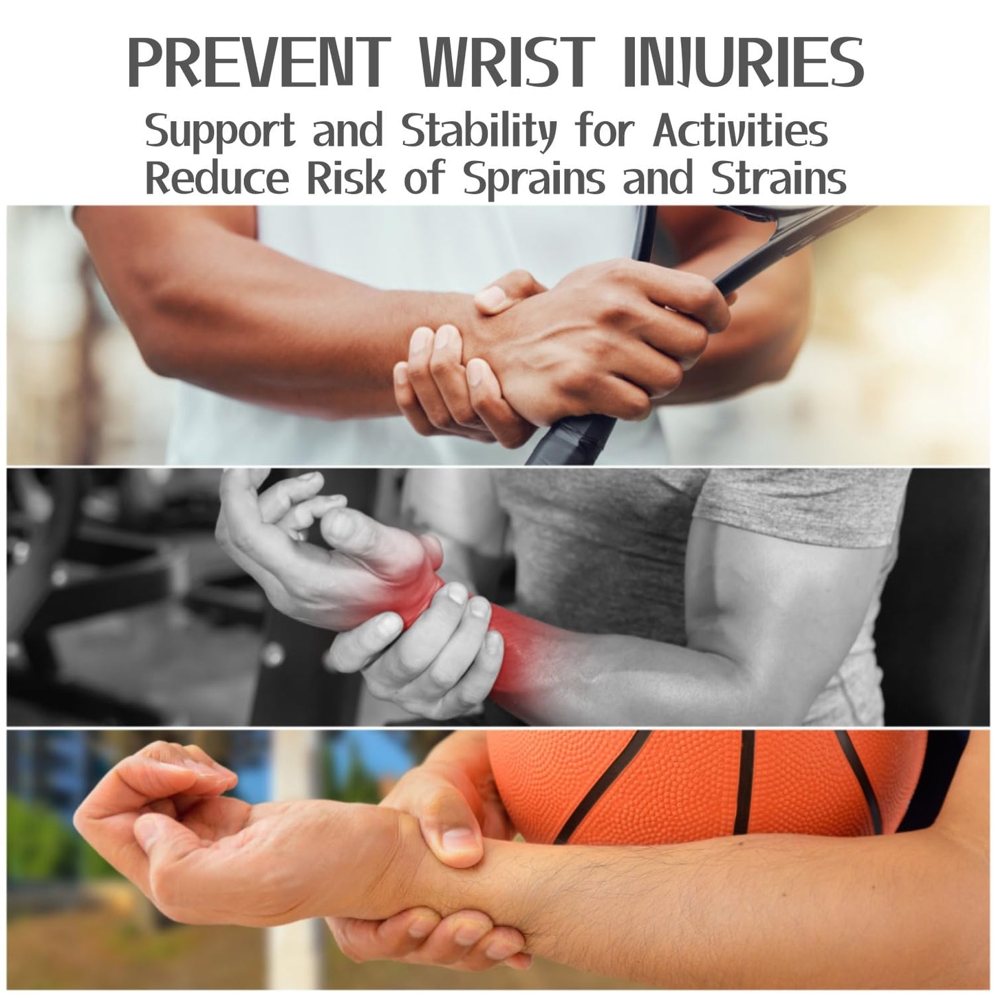 Imentha 2 Pack Wrist Braces - Wrist Wraps for Carpal Tunnel, Arthritis, and Tendinitis Pain Relief - Fits Both Right and Left Hands - Compression and Support for Fitness Enthusiasts