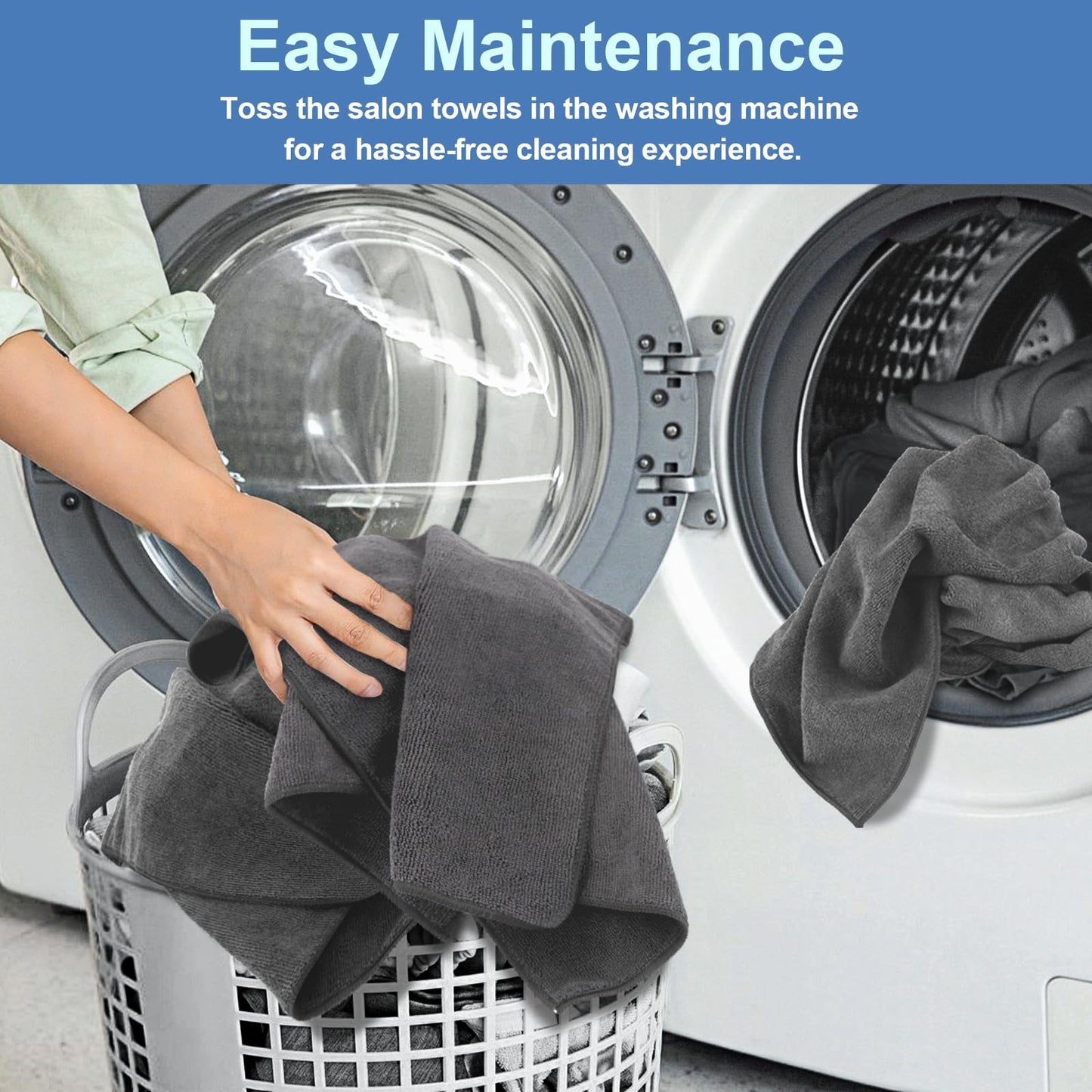 UNIMADE 24 Pack Gym Towels Set - Highly Absorbent and Quick Drying Microfiber Salon Towels, Premium Hand Cloths for Bathroom, Gym, Shower, Hotel, and Spa - 16x27 inch (Grey)