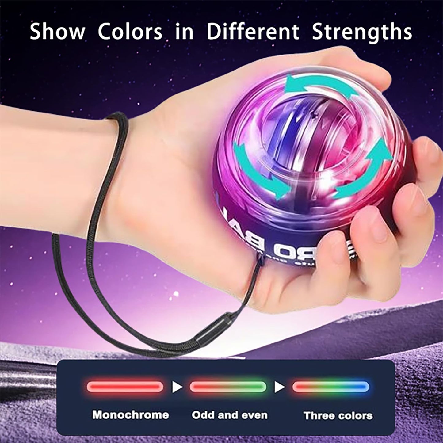 Hand Grip Strengthener Ball Wrist Ball gyro ball Exerciser Auto-Start Wrist Balls Hand Exerciser Devices with LED Lights for Strengthening Arms hand strengthening devices powerball gyro exerciser