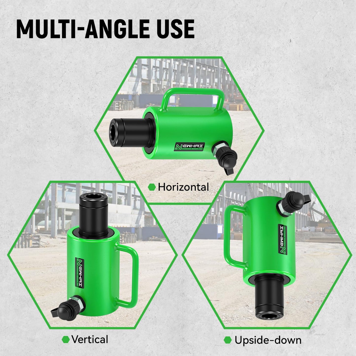 Newhai Hydraulic Hollow Jack 20 ton Hollow Hydraulic Ram with 2 inch Stroke Automatic Retraction Hydraulic Cylinder for Lifting Tensioning Construction Industrial Applications (20 ton; 2 inch Stroke)