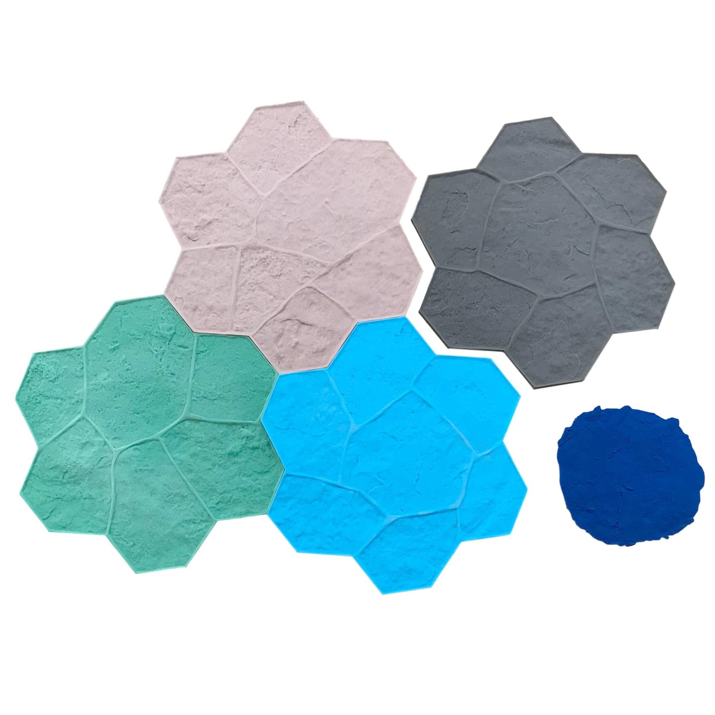 Random Rock Concrete Stamp Set by Walttools | Decorative Stone Tile Pattern, Sturdy Polyurethane Texturing Mats, Realistic Detail (5 Piece)
