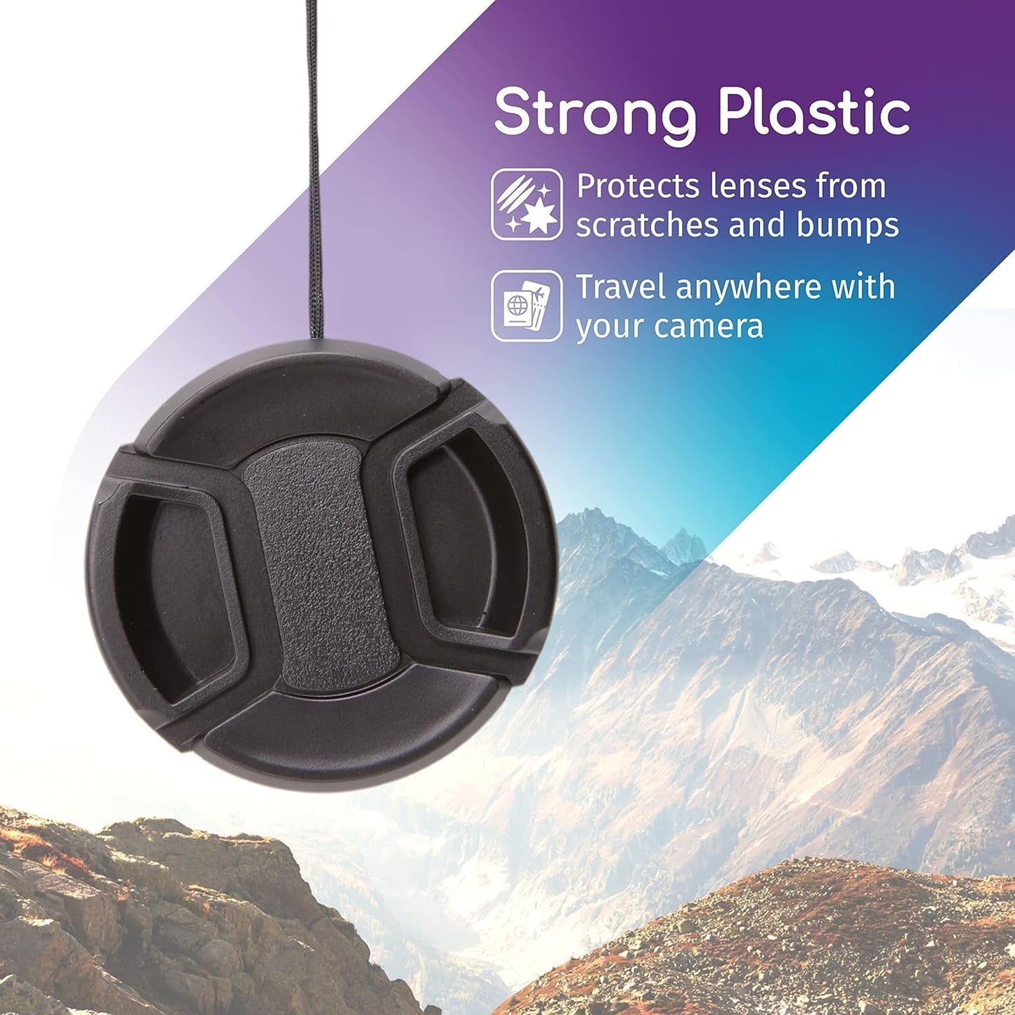 CamDesign 58MM Snap-On Front Lens Cap Cover Compatible with Canon, Nikon, Sony, Pentax All DSLR Lenses Black