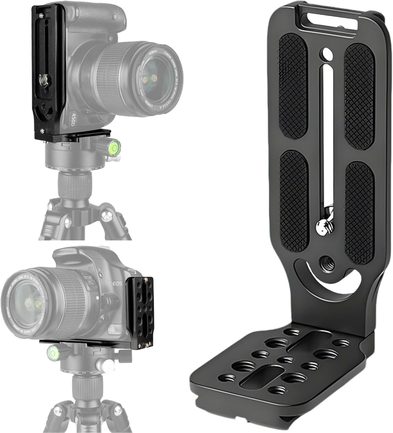 Bestoct 1/4" 3/8" DSLR Camera L Bracket with & Screw Hole, Vertical Horizontal Switching Tripod Mount Quick Release