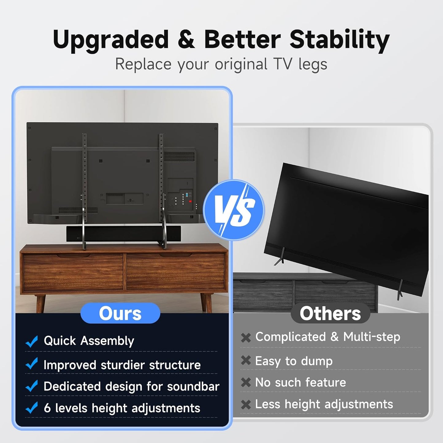 XINLEI 22 65 inch 800x500mm, 120lbs ML1760E Universal Table Top TV Stand for Most to LCD LED Plasma Flat Screen TVs