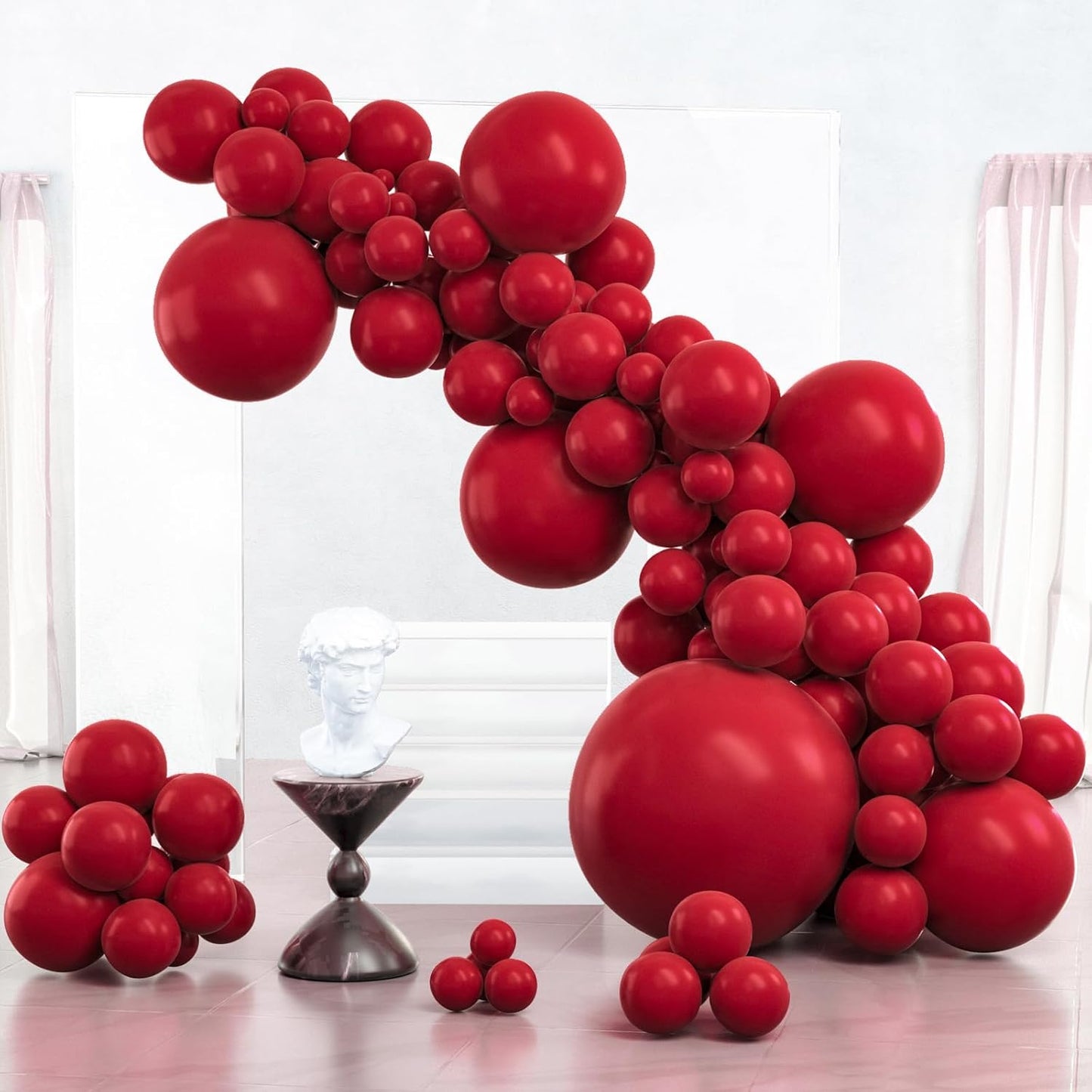 PartyWoo Maroon Balloons - 100 Pcs Dark Red Burgundy Arch Kit | Various Sizes for Graduation & Weddings
