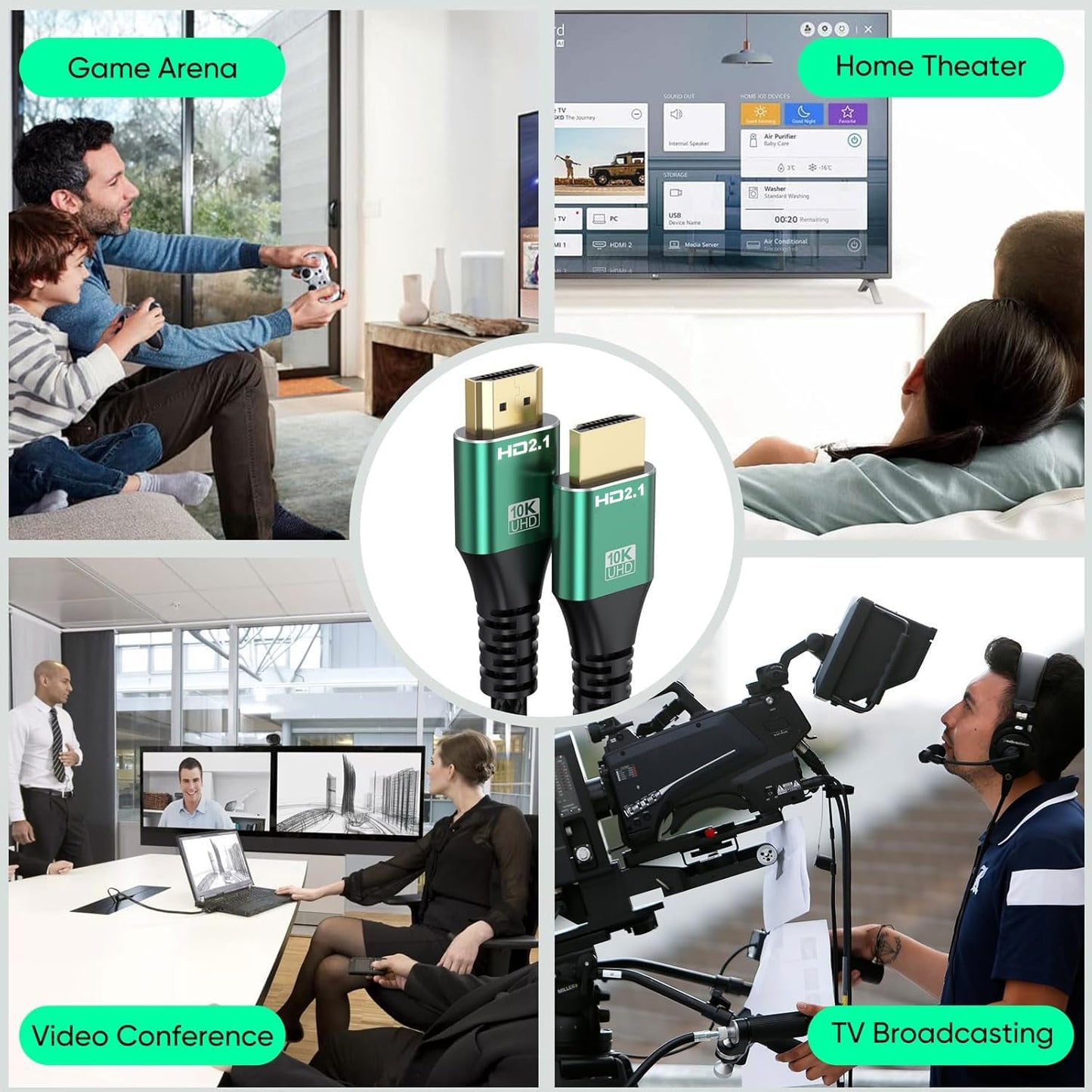 10K 8K 5-Pack 6.6FT, 2.1 48Gbps 8K@60Hz, 4K@120Hz HDR10, HDCP2.2&2.3 PS5/PS4, HDMI Cable HDMI Cable Bulk Ultra High