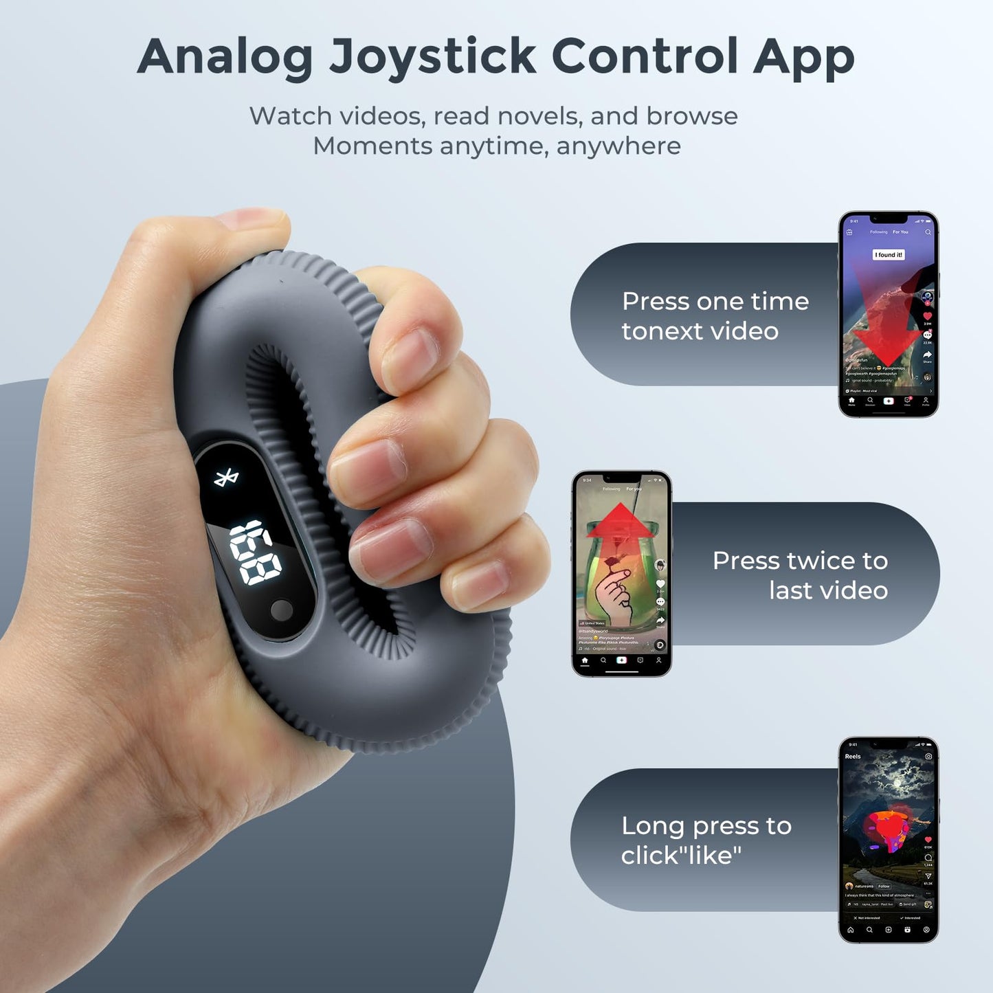Grip Strength Trainer with Smart Bluetooth APP, Countable Hand Extension Exerciser for Muscle Building and Injury Recover, Portable Hand Exerciser at Office, School and Home Use, Silicone (30 LB)