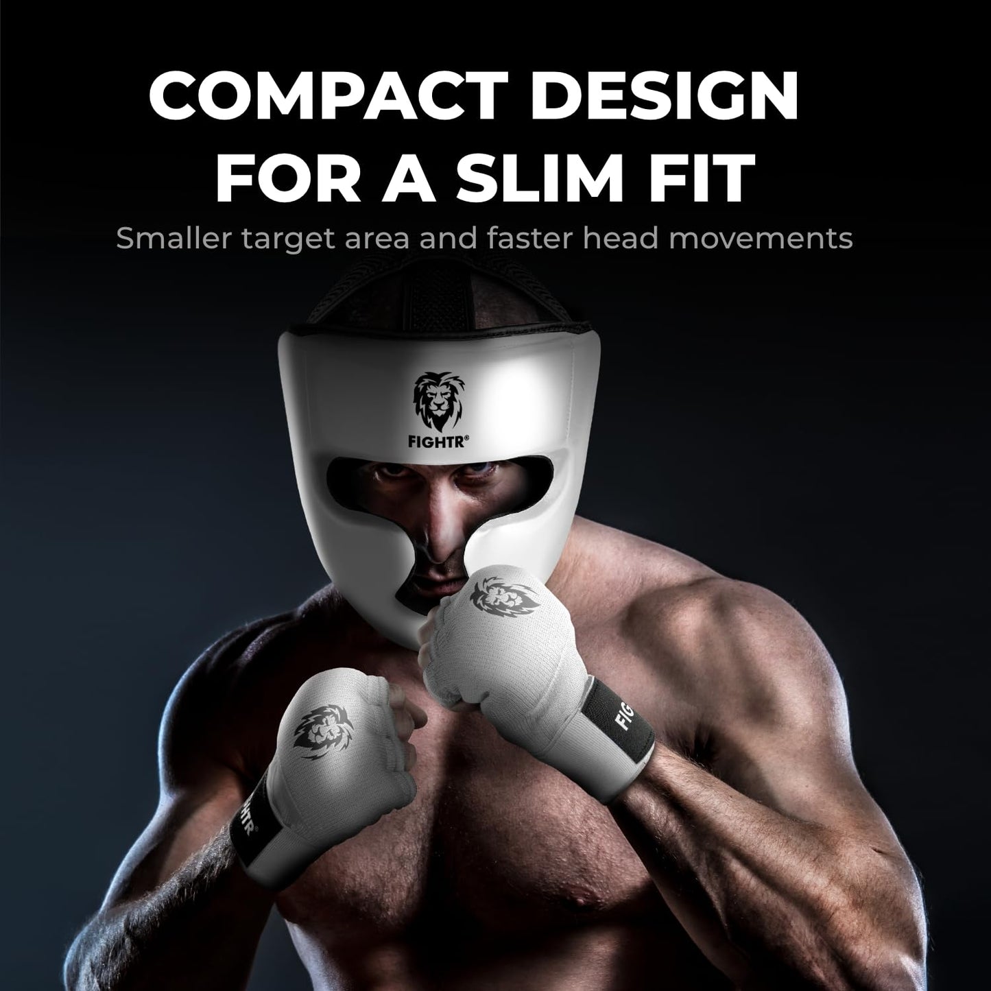 FIGHTR® Boxing Headgear with Best fit | Boxing Helmet Guard for Sparring | Adjustable Size for Boxing, MMA, Muay Thai, Kickboxing & Martial Art (White, L)