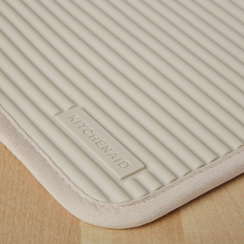 KitchenAid Ribbed Soft Silicone Pot Holder Set - 2-Pack in Milkshake Tan | 7"x9" Size