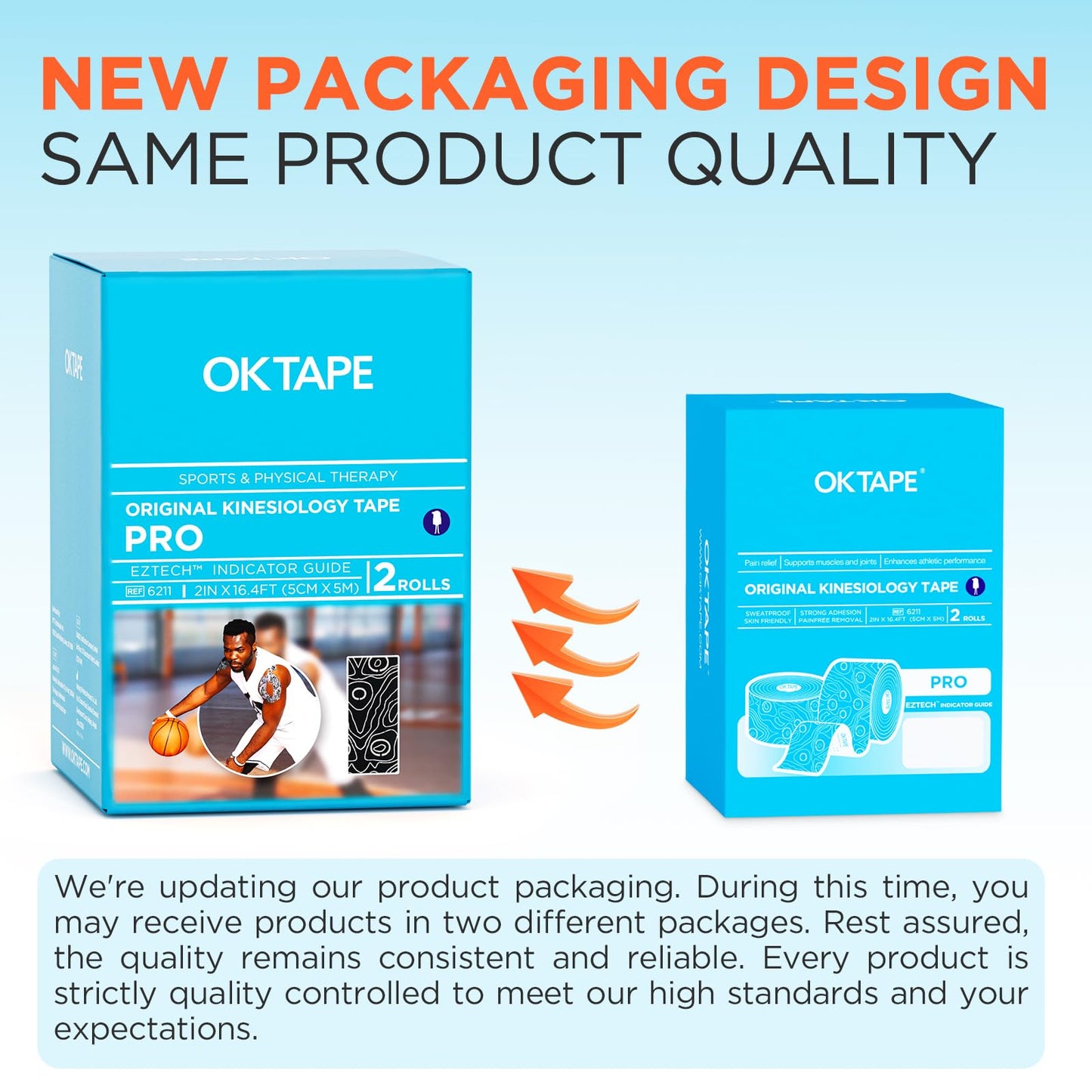 OK TAPE PRO Kinesiology Tape, 2inch x Long Roll 16ft Free Cut Tape, Elastic Athletic Tape Therapeutic Latex Free, 2 Rolls Beige+Beige
