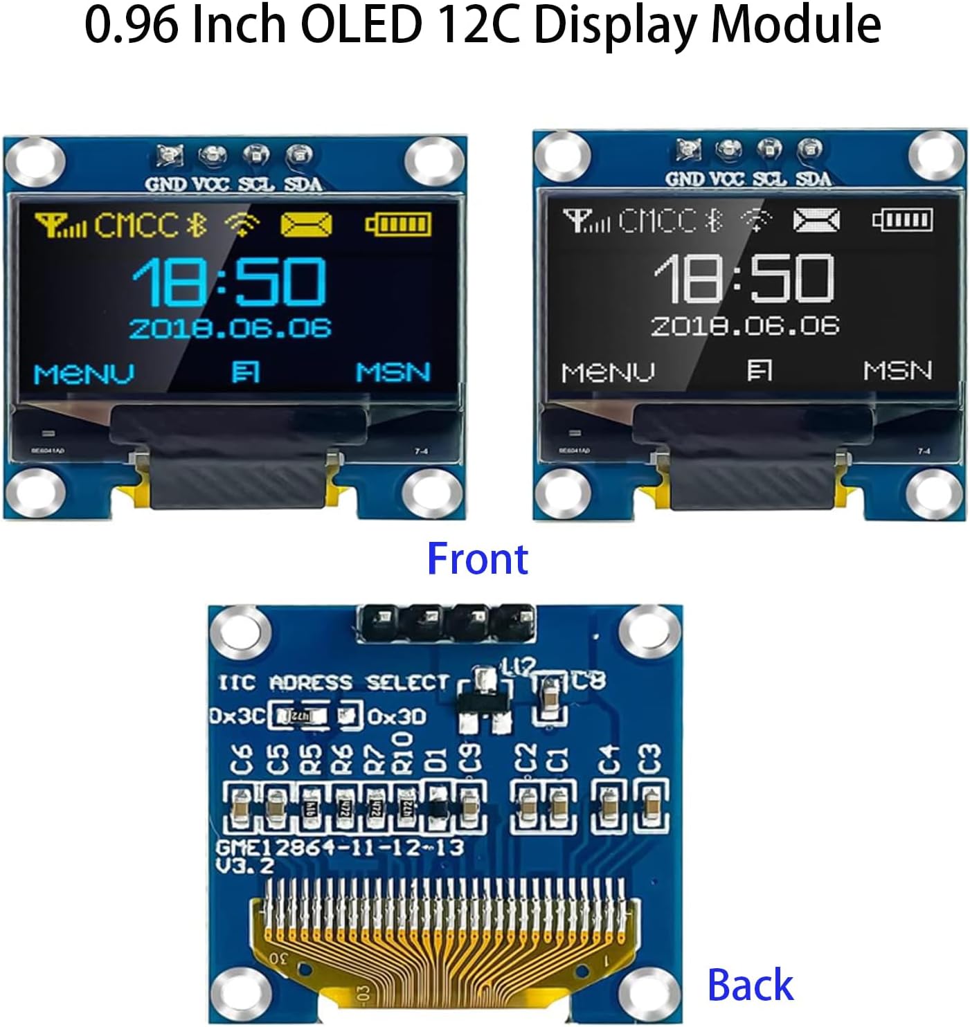 SuziePi 5 0.96 Inch I2C 12864 128x64 SSD1306 10pin Pcs OLED IIC Display Module Pixel Mini Self-Luminous OLED Screen