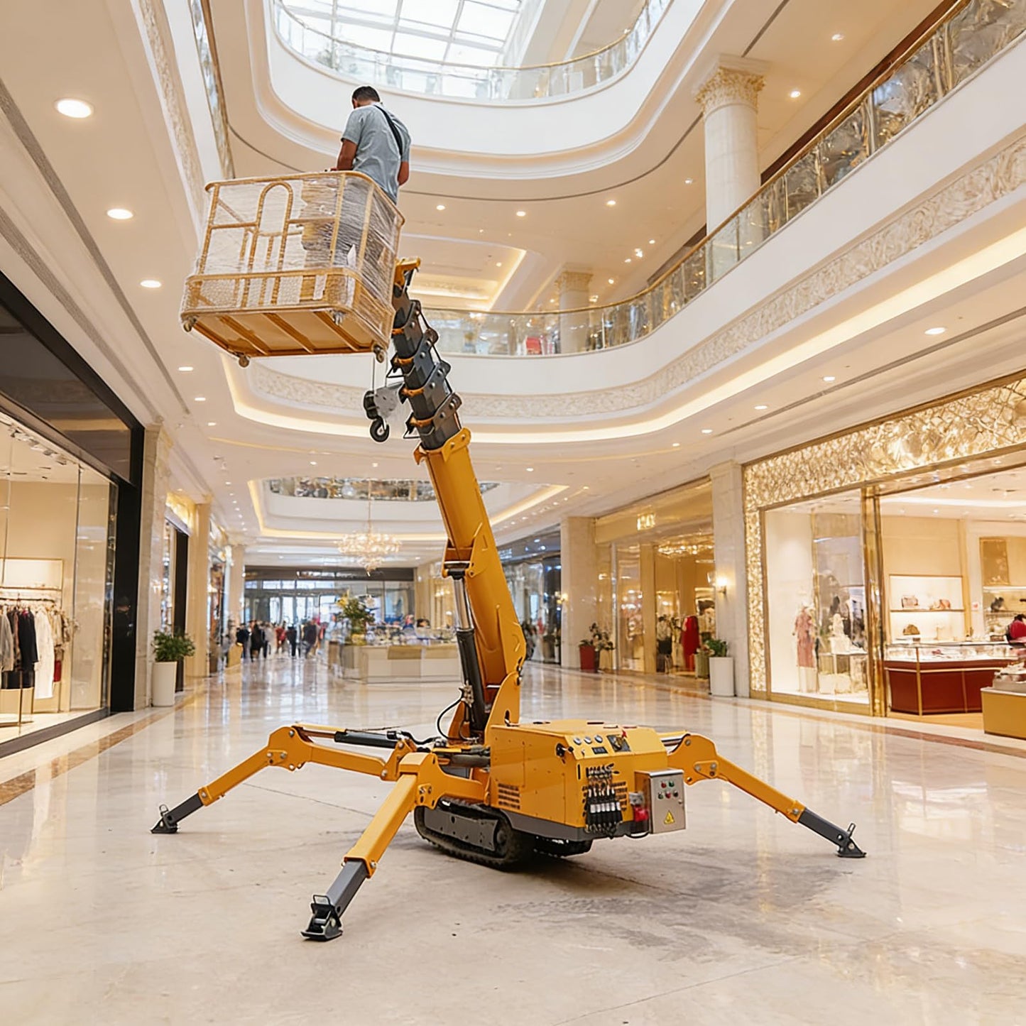 3 Ton Mobile Portable Hoist Crawler Crane Rotating Boom Tracked Chassis for Indoor Renovation Lift Basket Compatible