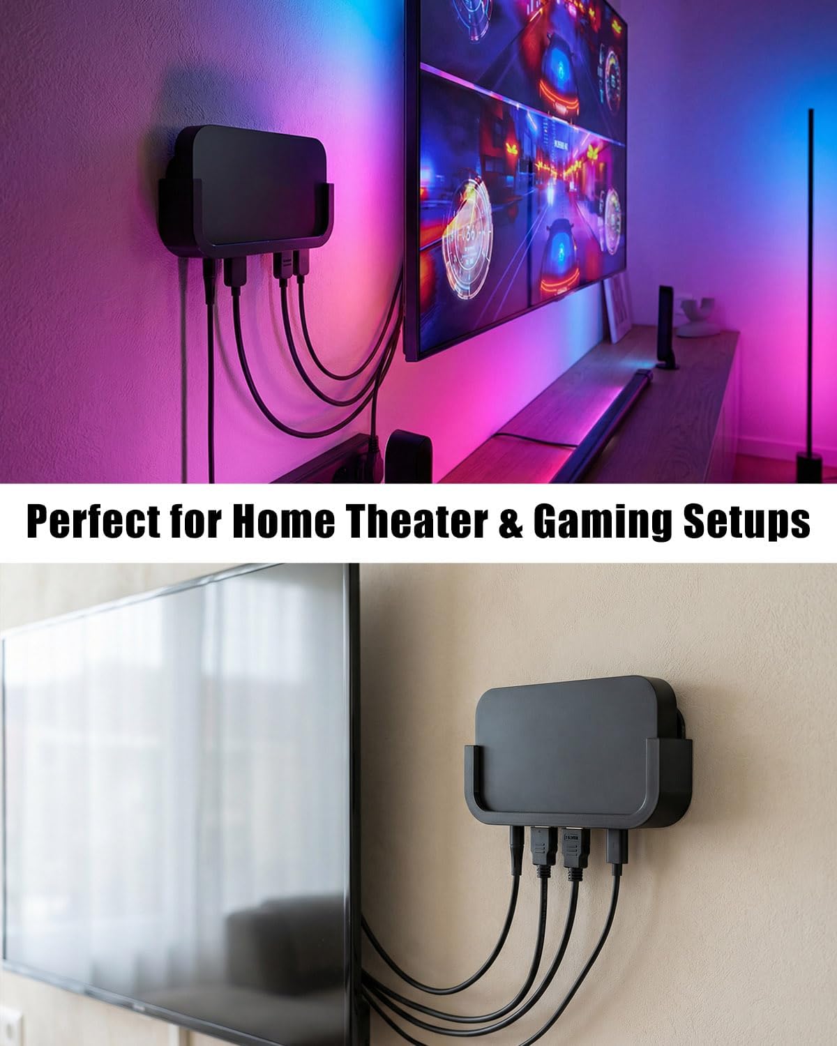 JVWKPU 4K, Set, Wall Mount Fit for Philips Hue Play HDMI Sync Box Box Bracket with Screw Space-Saving Wall Mount Holder