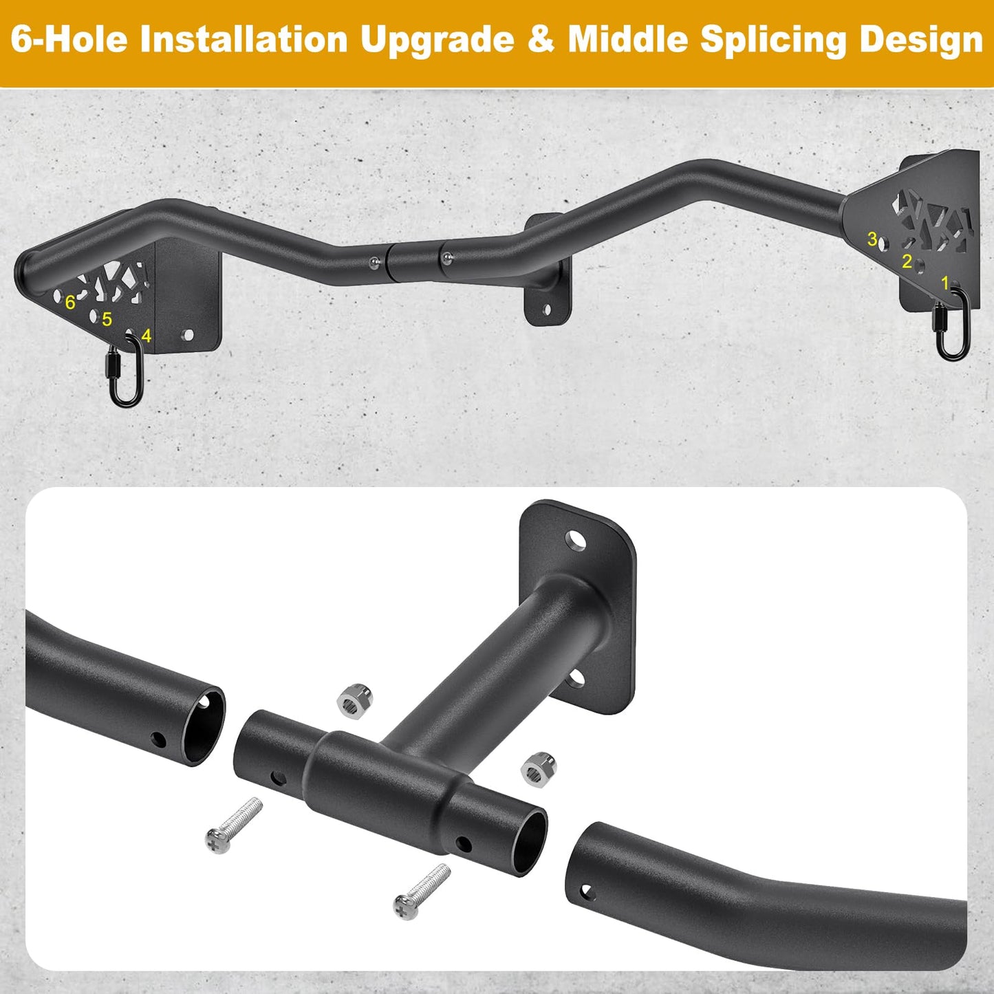 Kipika Heavy Duty Wall Mounted Pull Up Bar, Doorway Pull-Up Bar for Home Gym, Upper Body Strength Training (32" M Type)