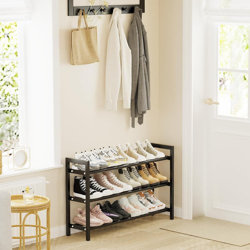 Mavivegue Expandable Shoe Rack - 3-Tier Adjustable Organizer for Closet & Entryway - 18-33”