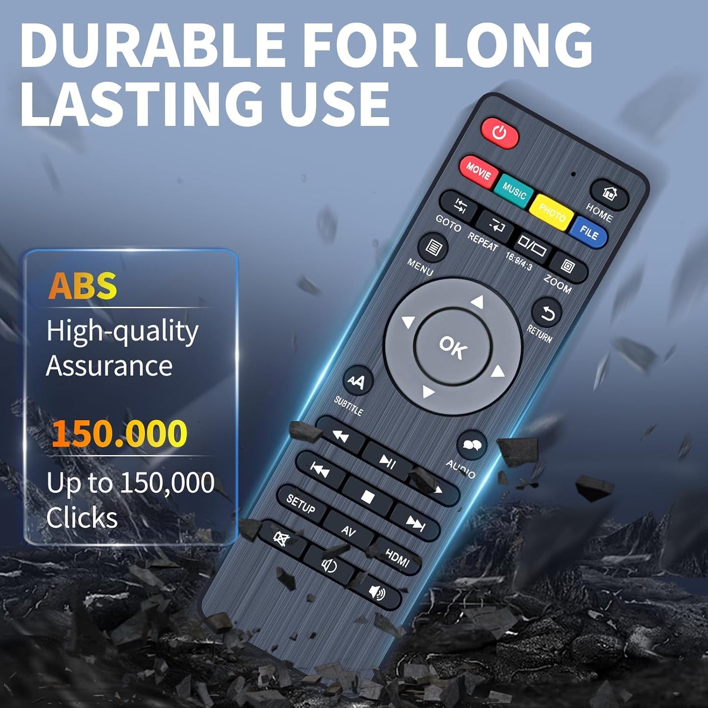FQOUG 1080P Replacement Remote Control Compatible with NEUMI Atom Full-HD Digital Media Player
