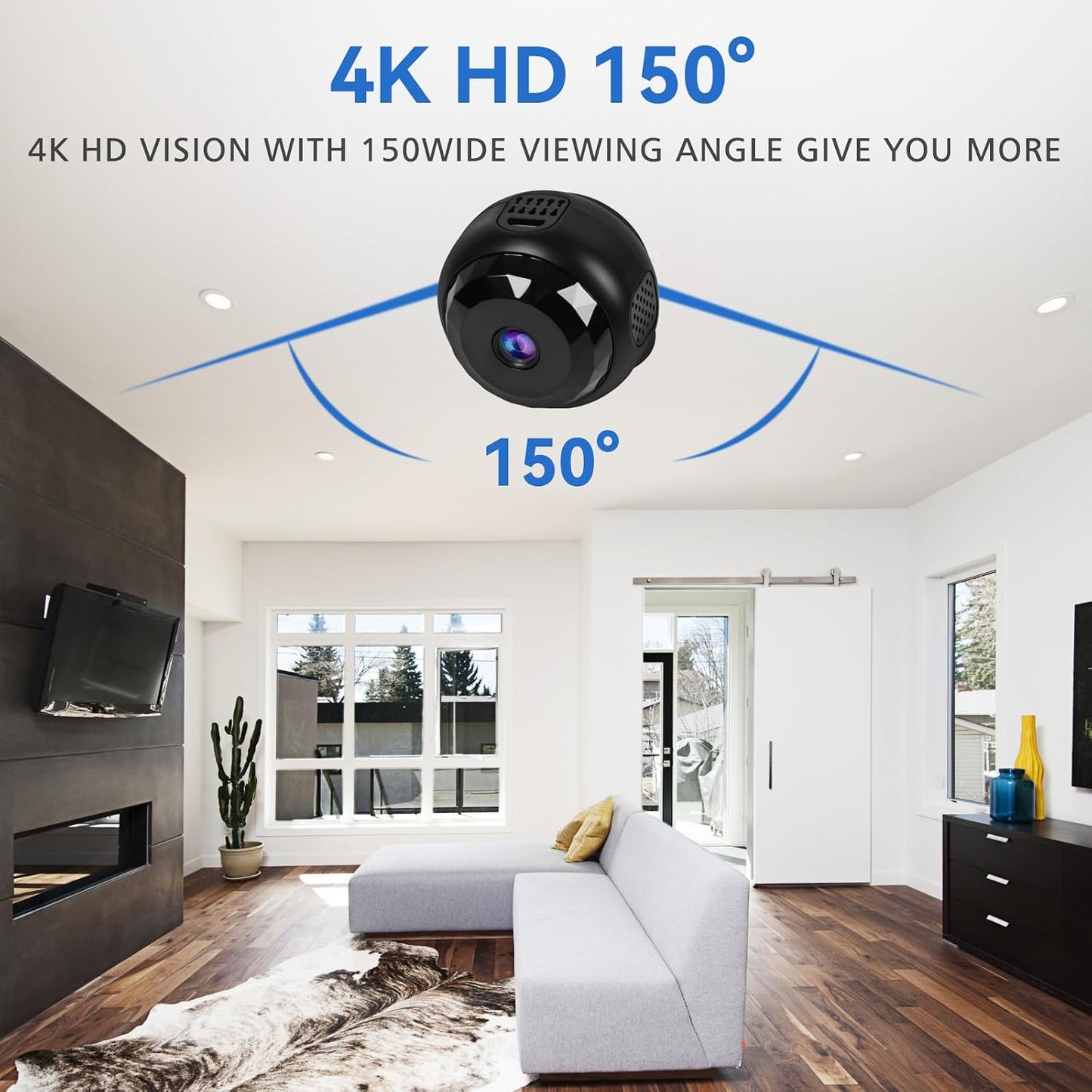 MCJ 4K 1000mAh (A10) (A10) Mini WiFi Camera - Indoor Security Camera with Video Live Feed, Motion Detection Night