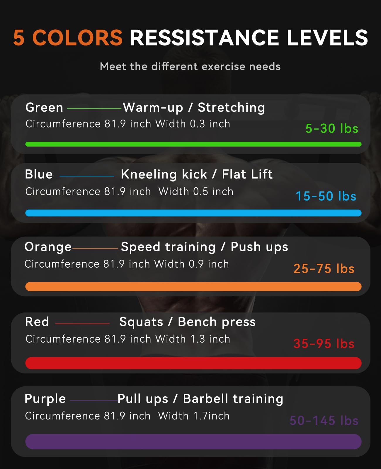 SUNPOW Pull Up Assistance Bands, Set of 5 Heavy Duty Resistance Bands for Men & Women, Natural Latex Exercise Bands for Pull-Up Progression, Home Workout, Strength Training, Mobility & Stretching