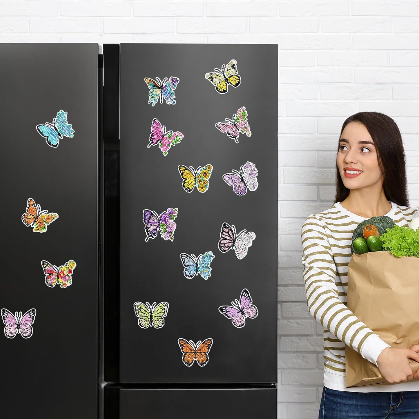 Umigy Butterfly Diamond Art Magnets Kit - 16 Pcs DIY Gem Art for Refrigerator | Spring Home Decor