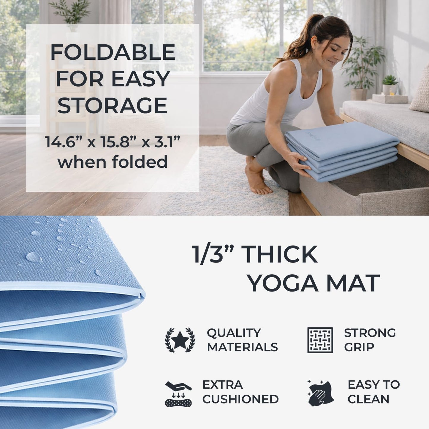 Pilavelle Foldable PILATES MAT with 3 Resistance Bands Set, Pilates Ball & Yoga Ball — 6-Piece Pilates Kit, Extra Thick Workout Mat, Air Pump Included. At Home Workout Equipment for Women and Men