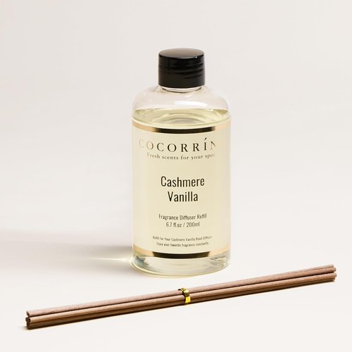 COCORRÍNA Reed Diffuser Refill - Cashmere Vanilla Scent | 6.7 Fl. Oz with 8 Reeds for Long-Lasting Fragrance