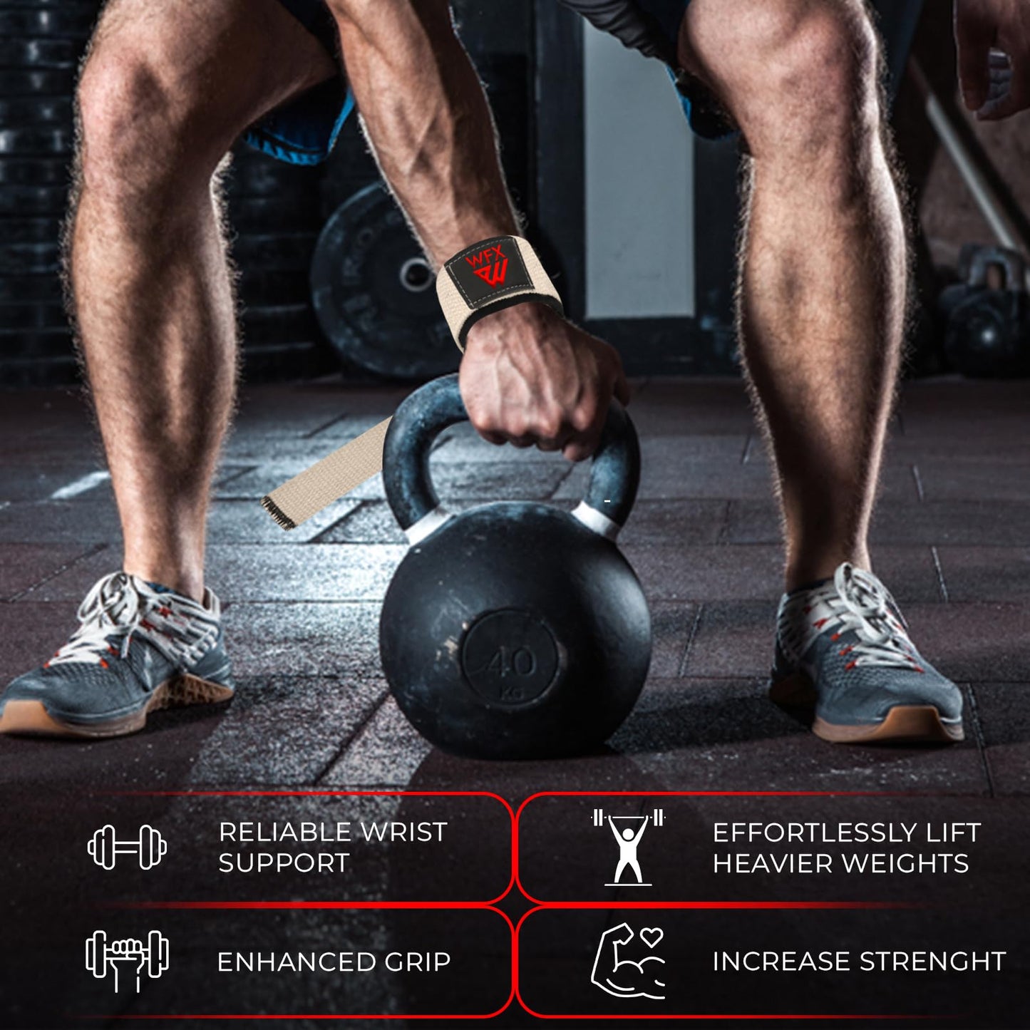 Weight Lifting Straps Wrist Support Padded Neoprene Gym Cross Training Hand Bar weightlifting Straps Fitness Bodybuilding Power Exercise Grips Deadlift Men Women (Half White)