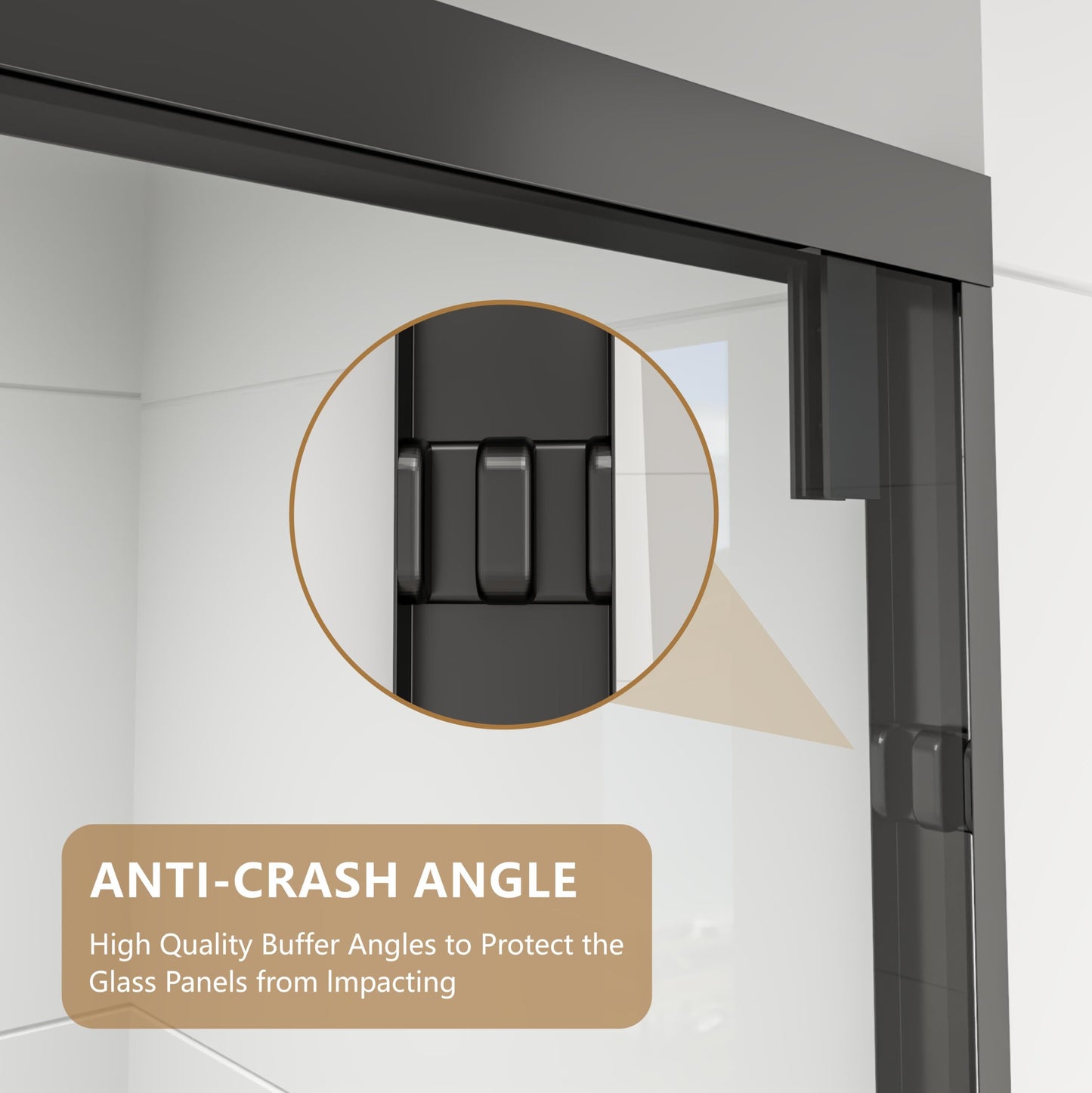 RFN 56-60" W x 76" H Framed Bypass Double Sliding Shower Door, 1/4" (6 mm) Easy-to-Clean Treated Clear Tempered SGCC Glass,Bathroom Door(Matte Black, 56-60" W*76" H)