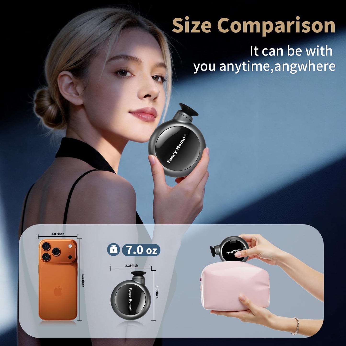 Fancy Home® Mini Massage Gun - Palm Sized Deep Tissue Massager Gun, Unique Small Hand Massager for Circulation, Cordless Powerful 3200 RPM | Ultra Quiet | Travel Friendly & Gift Ready （Black Grey）