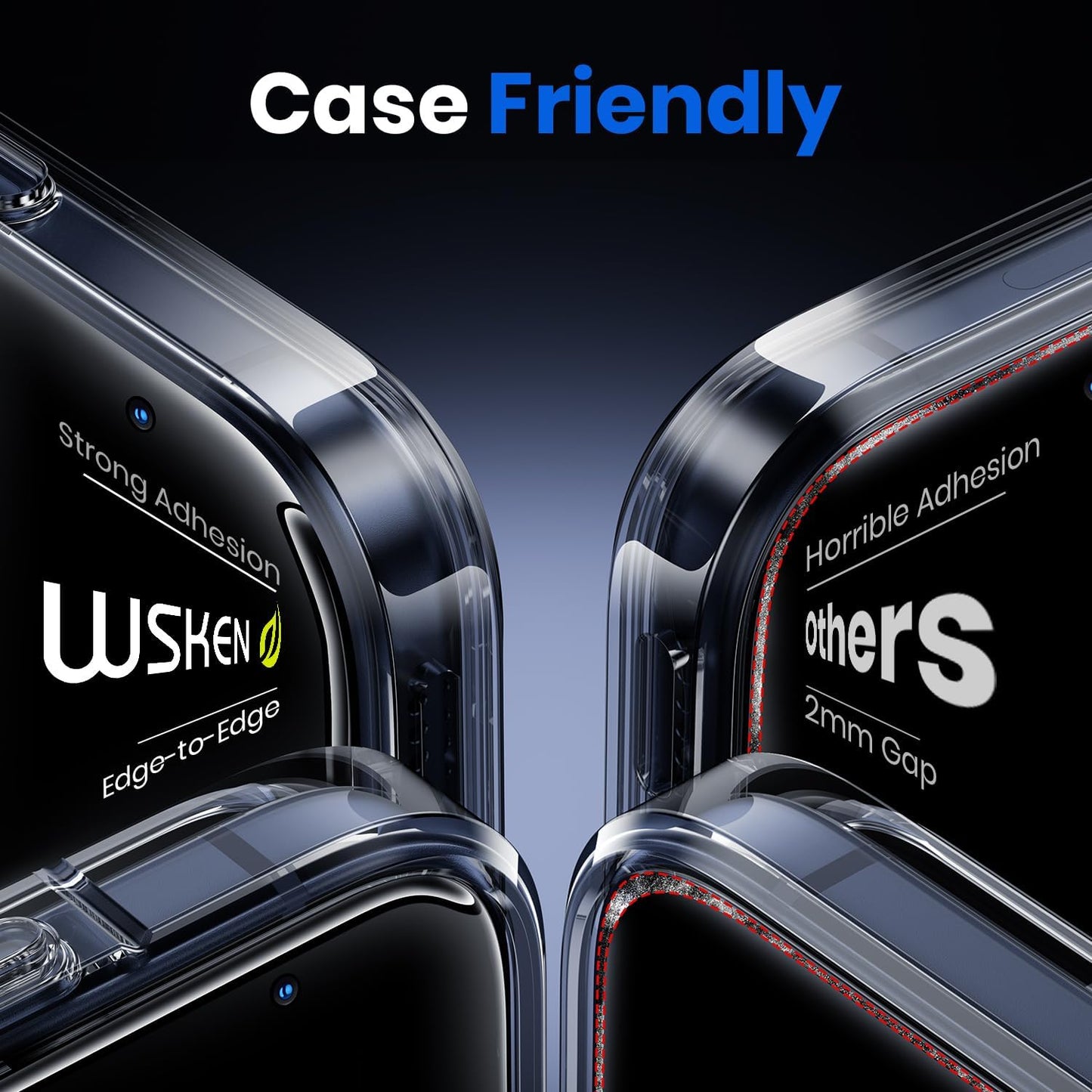 17 24 WSKEN Privacy Screen Protector for iPhone Pro - Full Coverage Tempered Glass, Anti Spy Private Screen, Auto