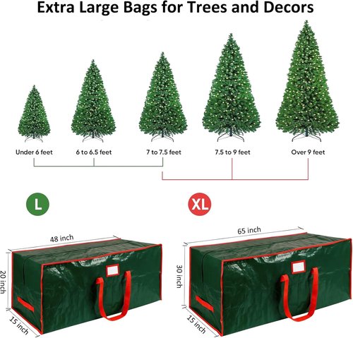 FUCDTEFC Christmas Tree Storage Bag - 7.5 Ft Heavy Duty Waterproof Container with Reinforced Handles & Dual Zippers (Green)