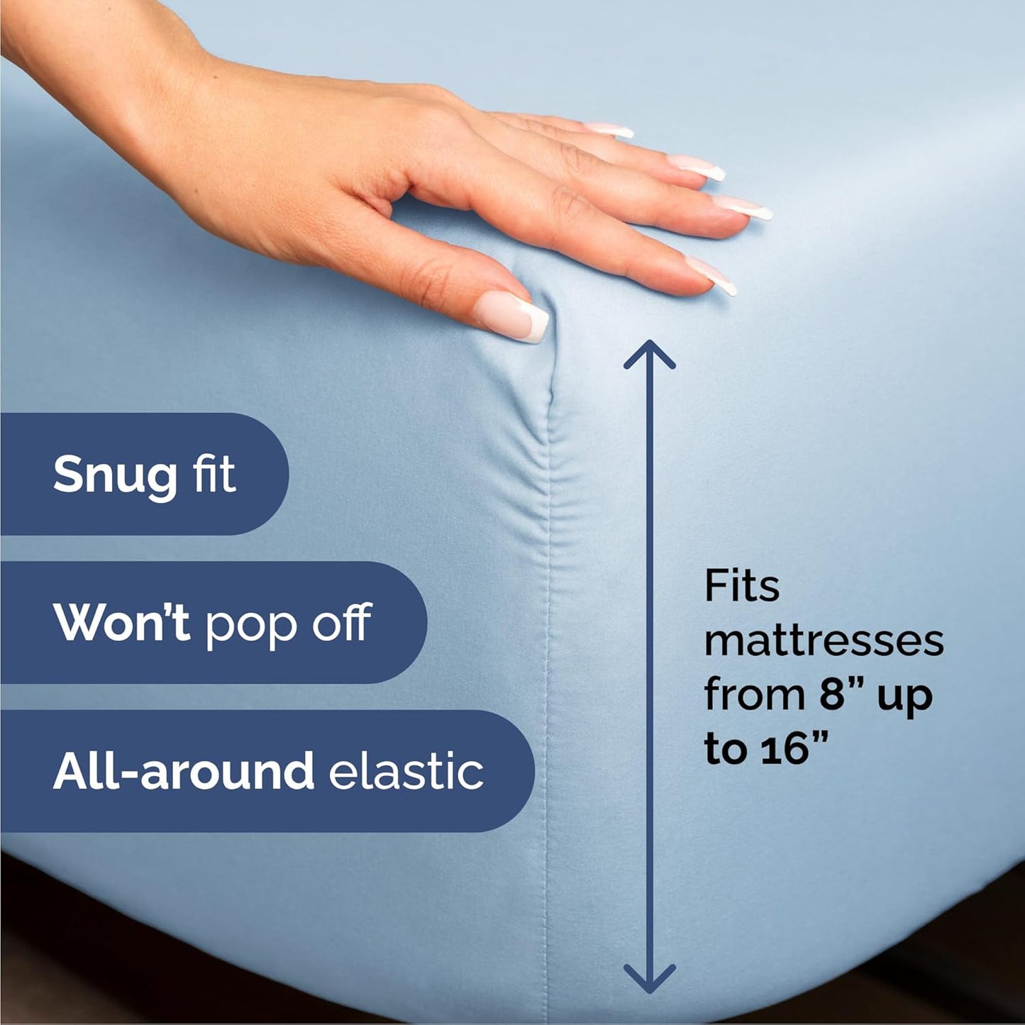 Queen Size 4-Piece Sheet Set | Skiennix Comfy Cooling Bed Sheets - Hotel Luxury, Soft & Wrinkle-Free - Light Blue