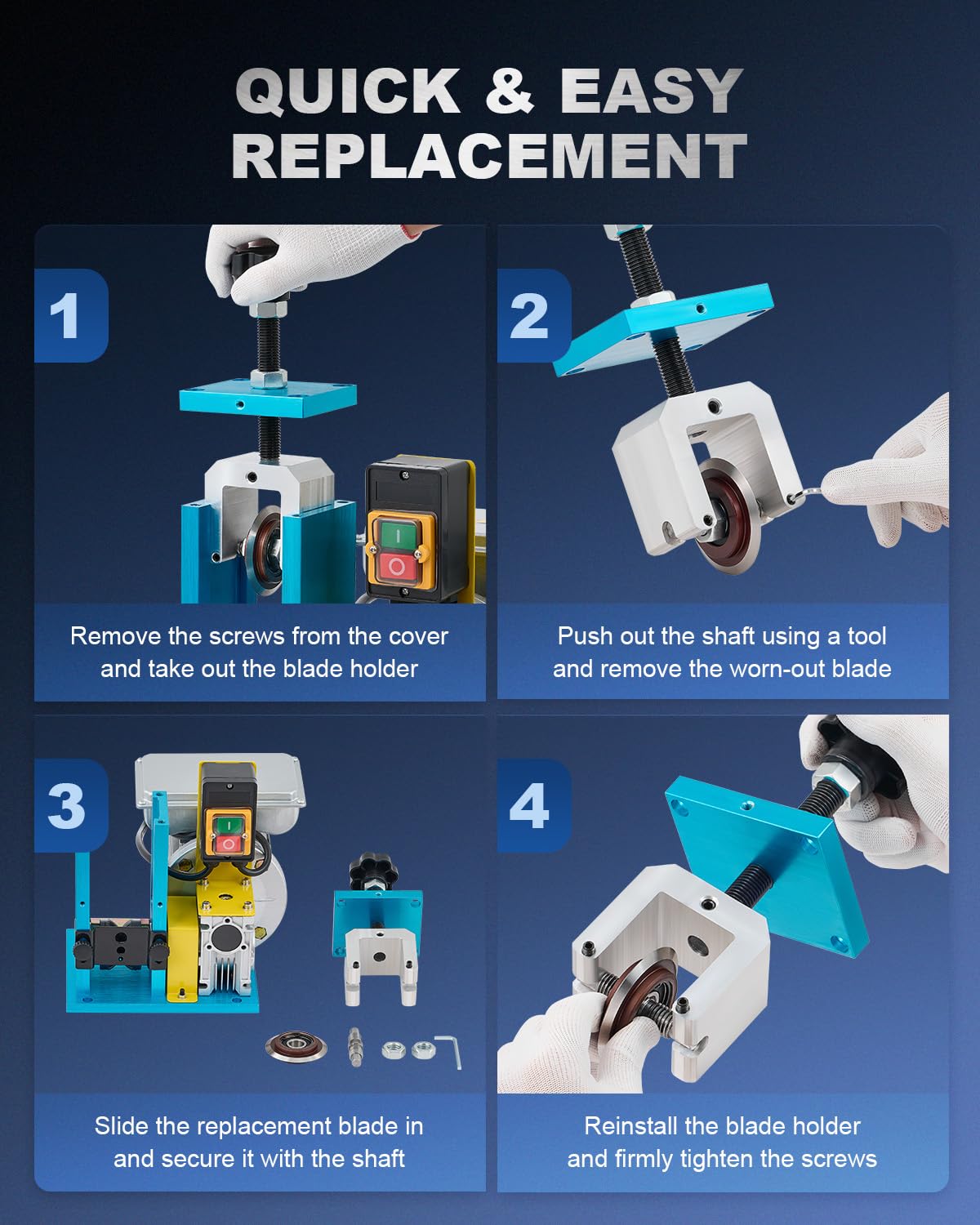 CREWORKS Automatic Wire Stripping Machine for 0.06"-1" Copper Wires, Wire Stripper Tool for 7/0-15 AWG Scrap Electrical Wire Recycling, Copper Wire Strippier Machine with Replacement Blade