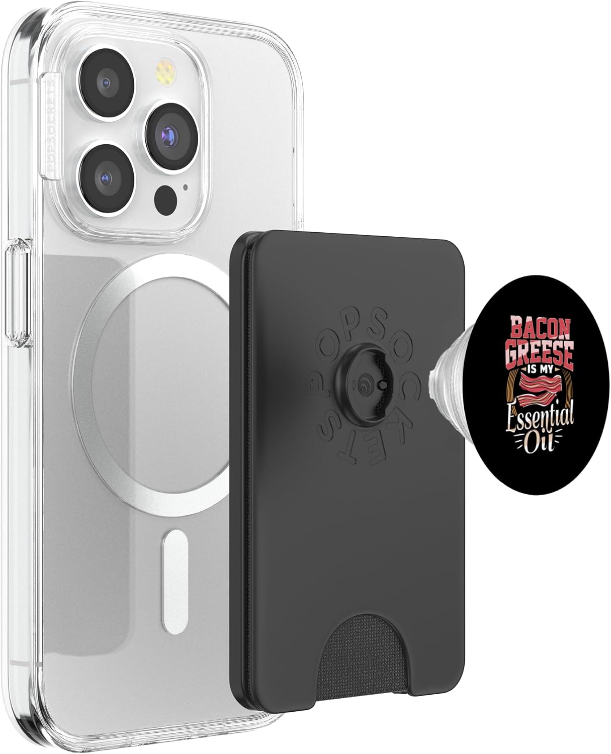 Bacon Lover Apparel Bacon Grease is My Essential Oil Funny Foodie PopSockets PopWallet for MagSafe