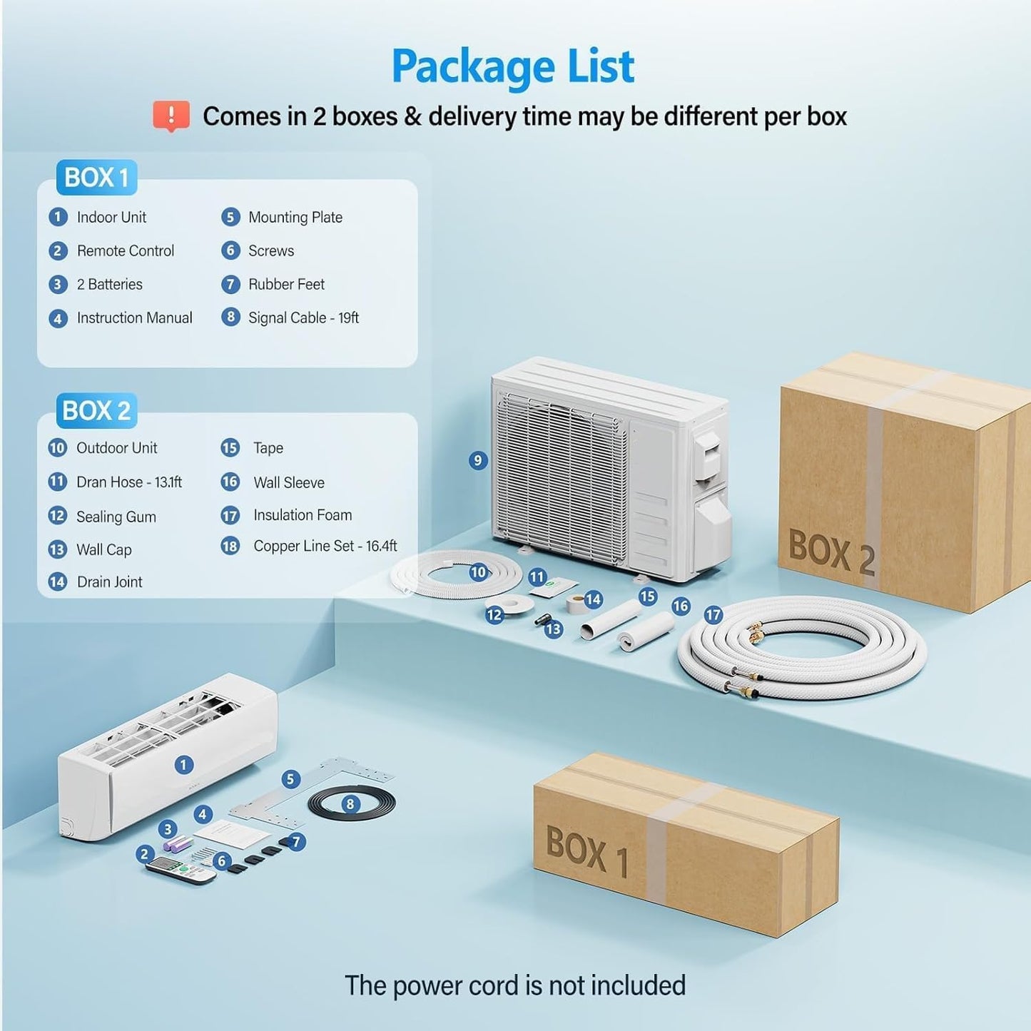 11500 BTU Wifi Enabled Mini Split Air Conditioner & Heater, 17 SEER2 208/230V Inverter Ductless Wall AC Unit with Pre-Charged Condenser, Heat Pump & Installation Kit
