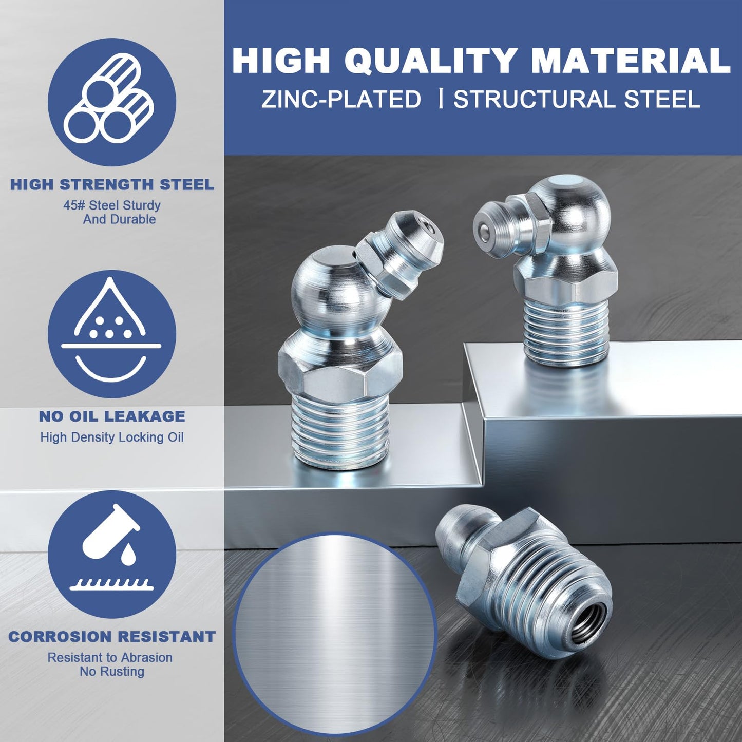 255PCS Grease Fittings Assortment,SAE & Metric Grease Zerk Fittings 1/4" 1/8" M6 M8 M10 straight 45 90 degree with Wrench Kit(7-11mm) for Grease Gun,Fit Tractor Vehicle Excavator Trailer Equipment