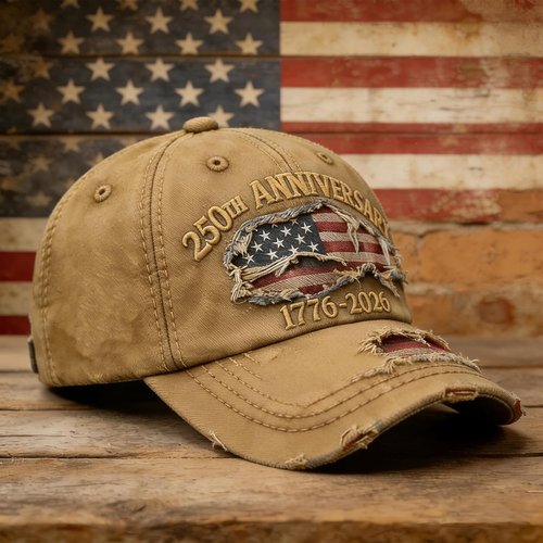250 Anniversary USA Hat - Ripped Denim Baseball Cap for Men & Women | 250th Celebration Merchandise
